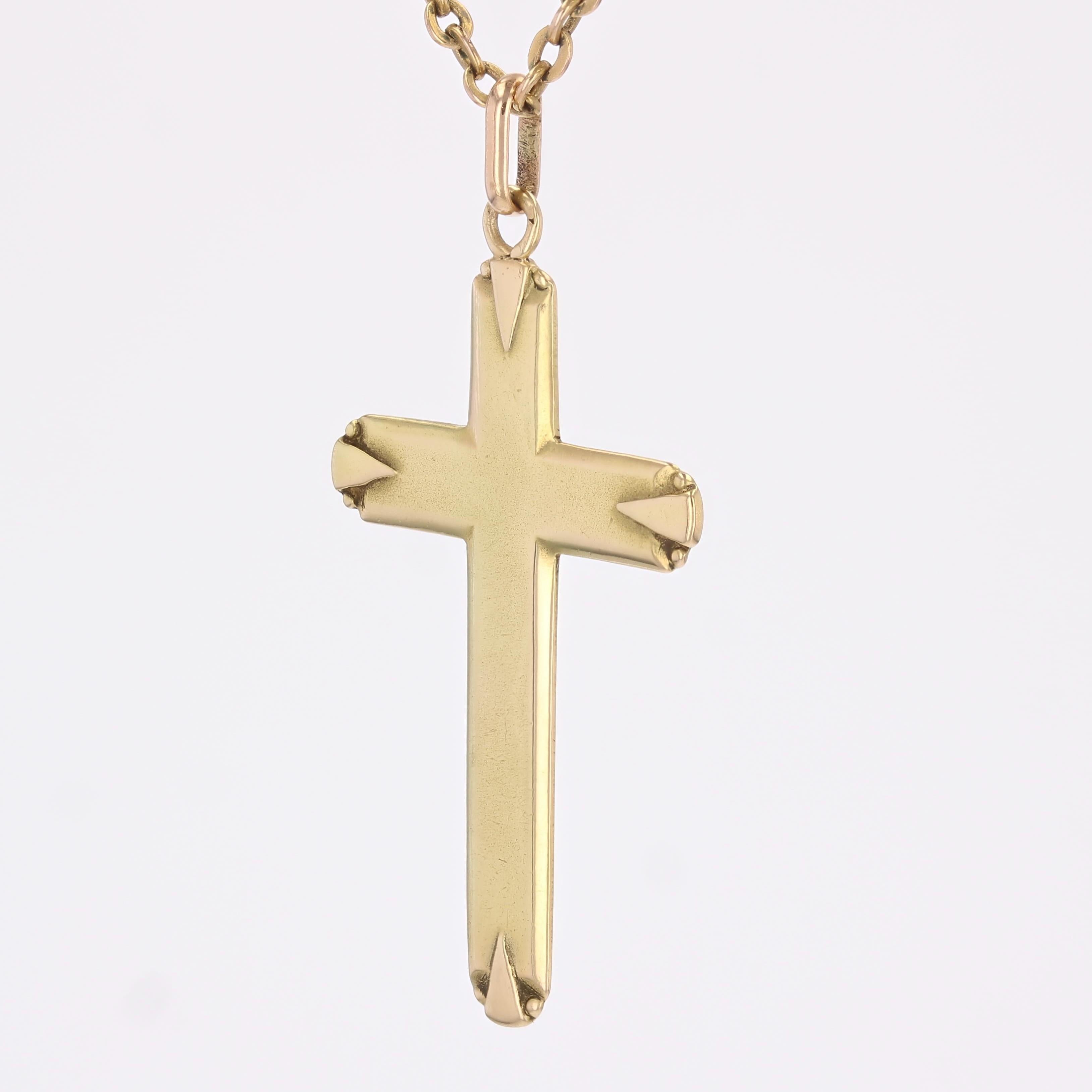 Pendentif croix en or jaune 18 carats du 20e siècle Bon état - En vente à Poitiers, FR