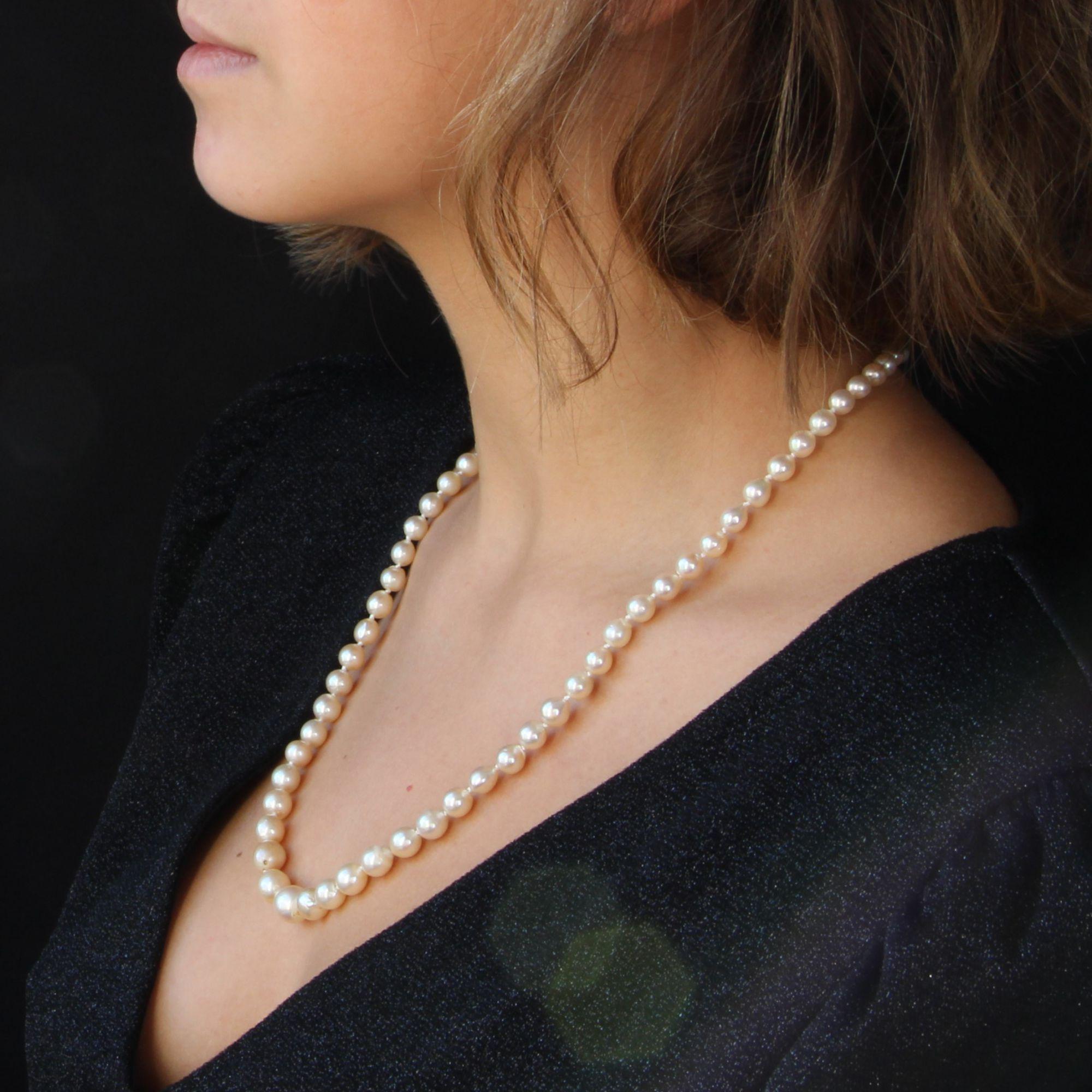 Belle Époque 20th Century 18 Karat Yellow Gold Diamond Falling Cultured Pearl Necklace
