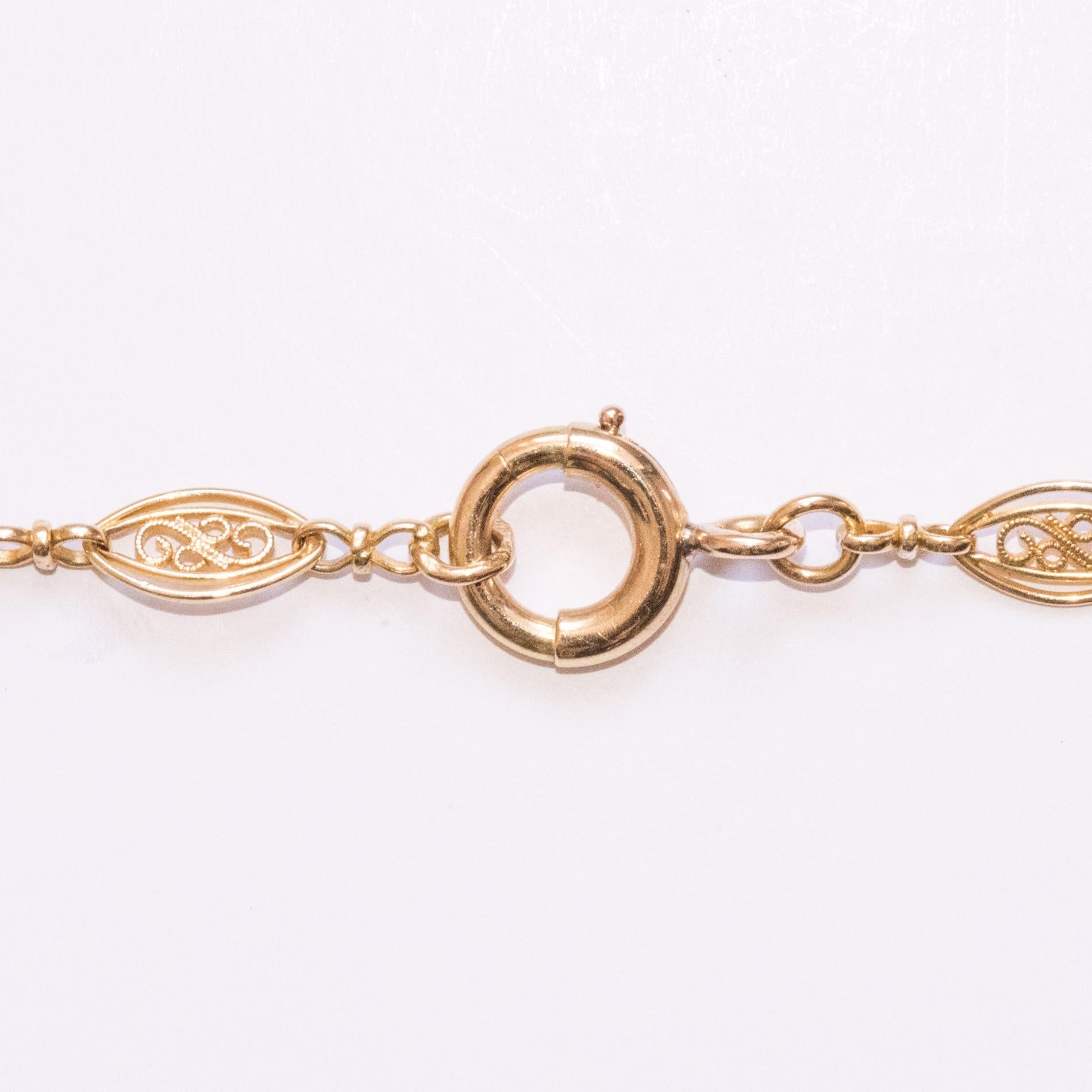 20th Century 18 Karat Yellow Gold Filigree Long Chain Necklace 2