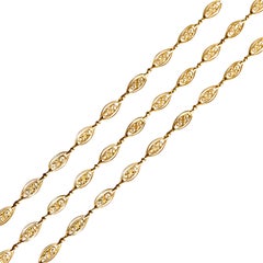 Long collier à chaîne en filigrane en or jaune 18 carats du XXe siècle