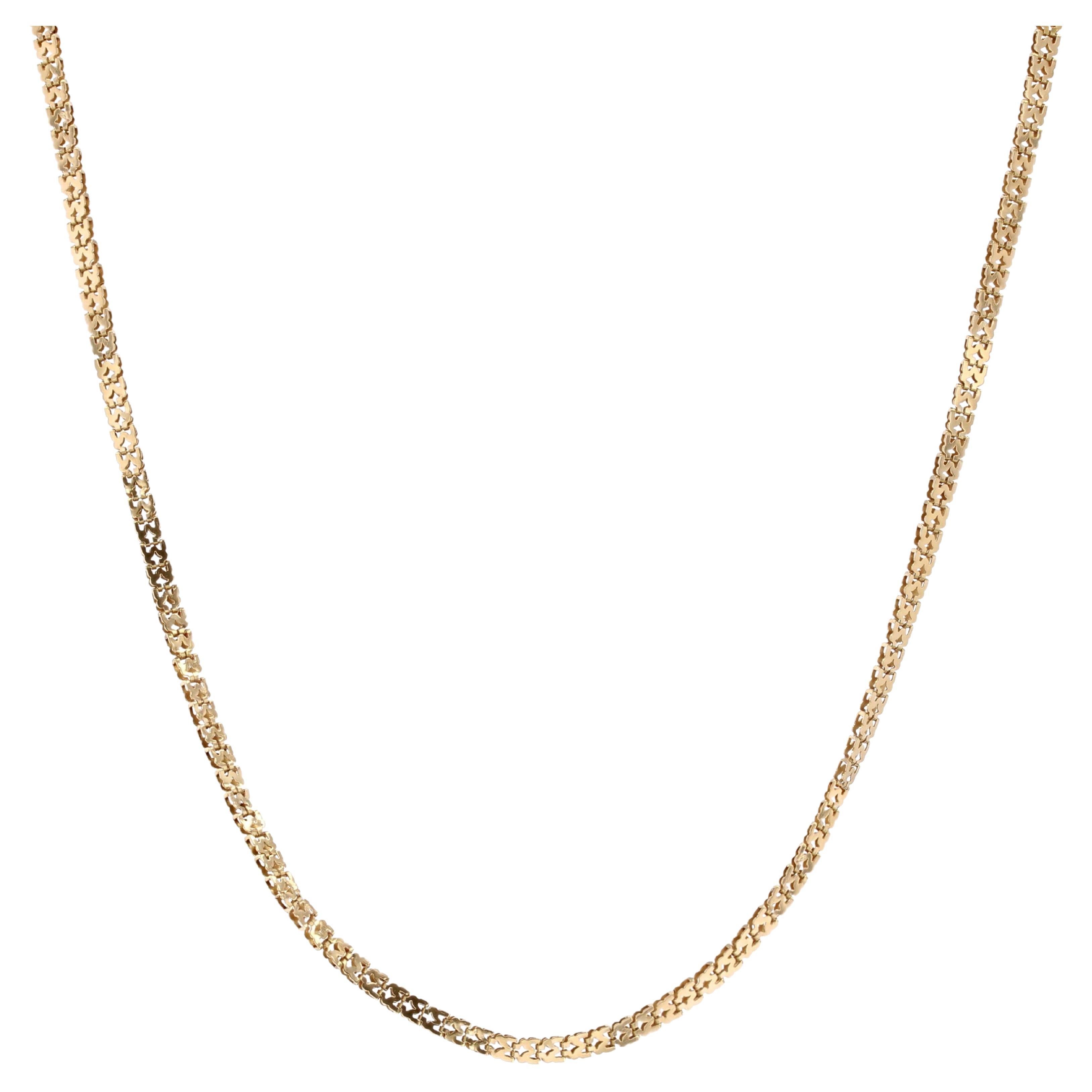 20th Century 18 Karat Yellow Gold Flat Mesh Chain Necklace For Sale At 20th Century 18 Karat Yellow Gold Flat Mesh Chain Necklace For Sale At