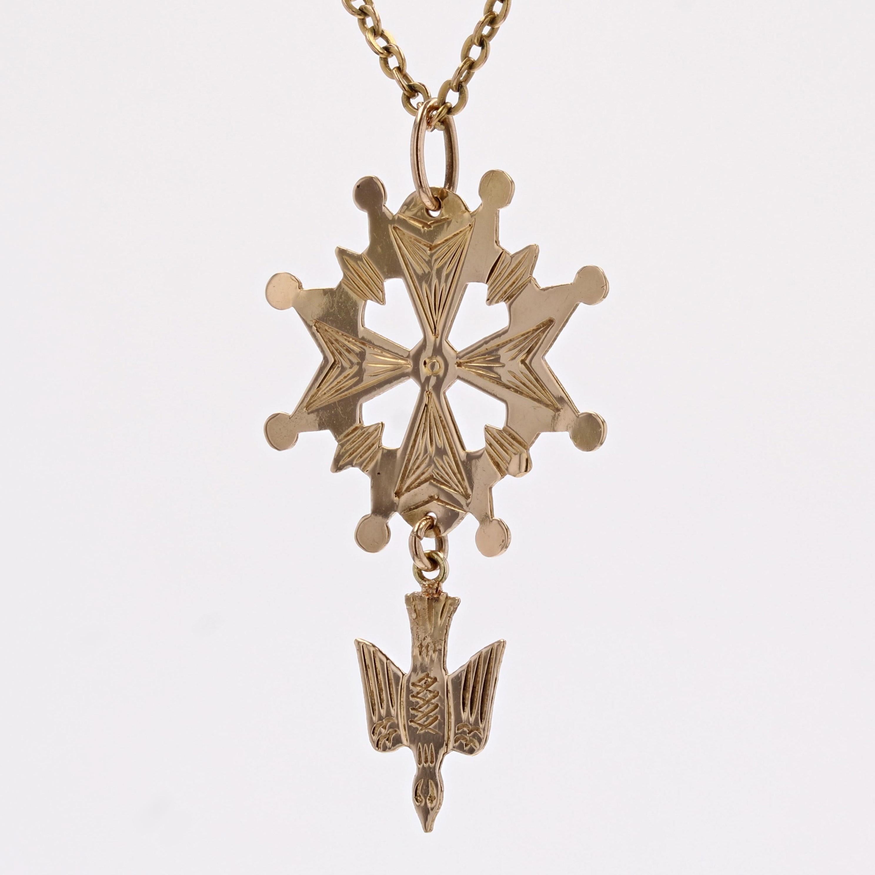 Pendentif croix huguenot du 20e siècle en or jaune 18 carats Unisexe en vente
