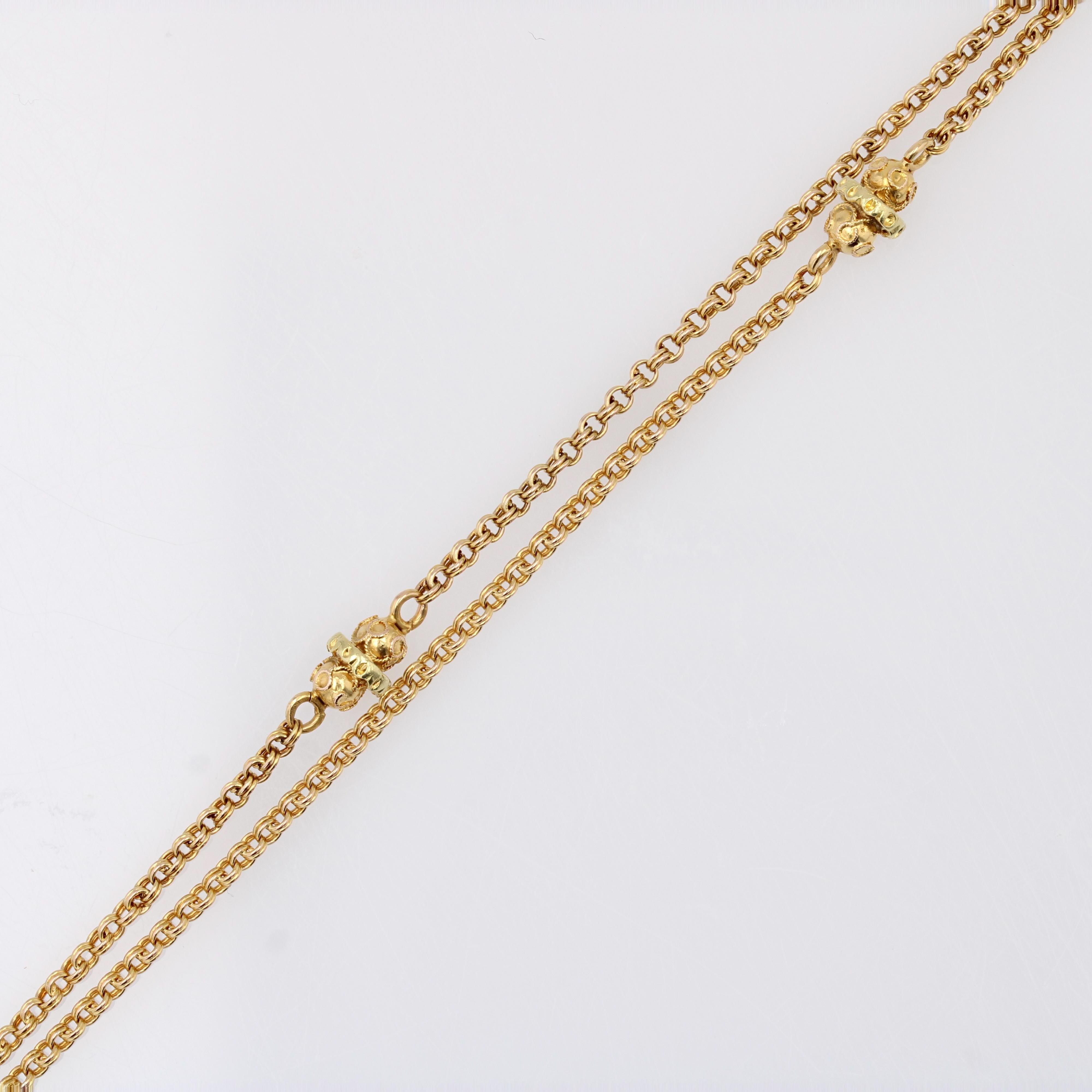 20th Century 18 Karat Yellow Gold Jaseron Mesh Cylindrical Pattern Long Necklace For Sale 10