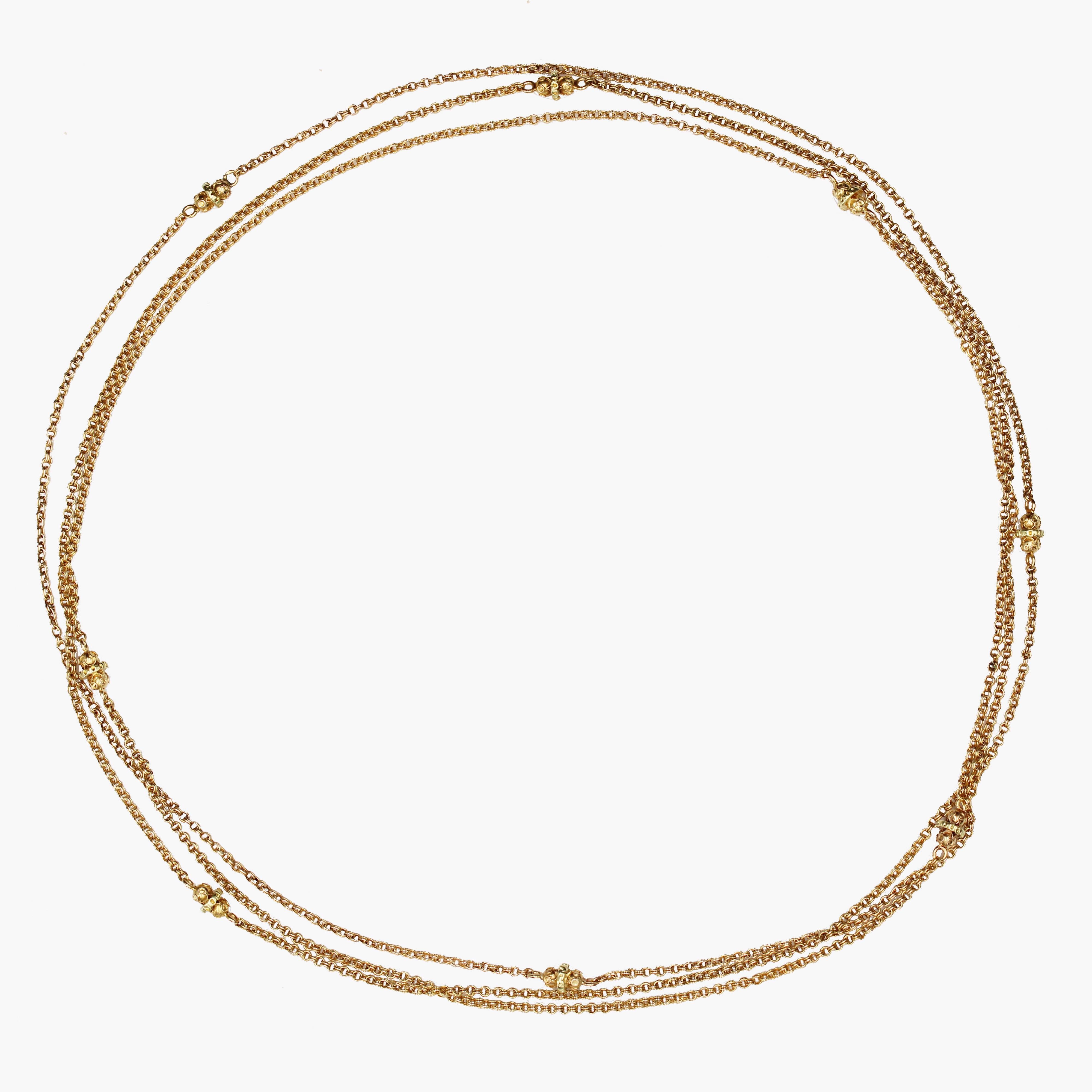 20th Century 18 Karat Yellow Gold Jaseron Mesh Cylindrical Pattern Long Necklace For Sale 4