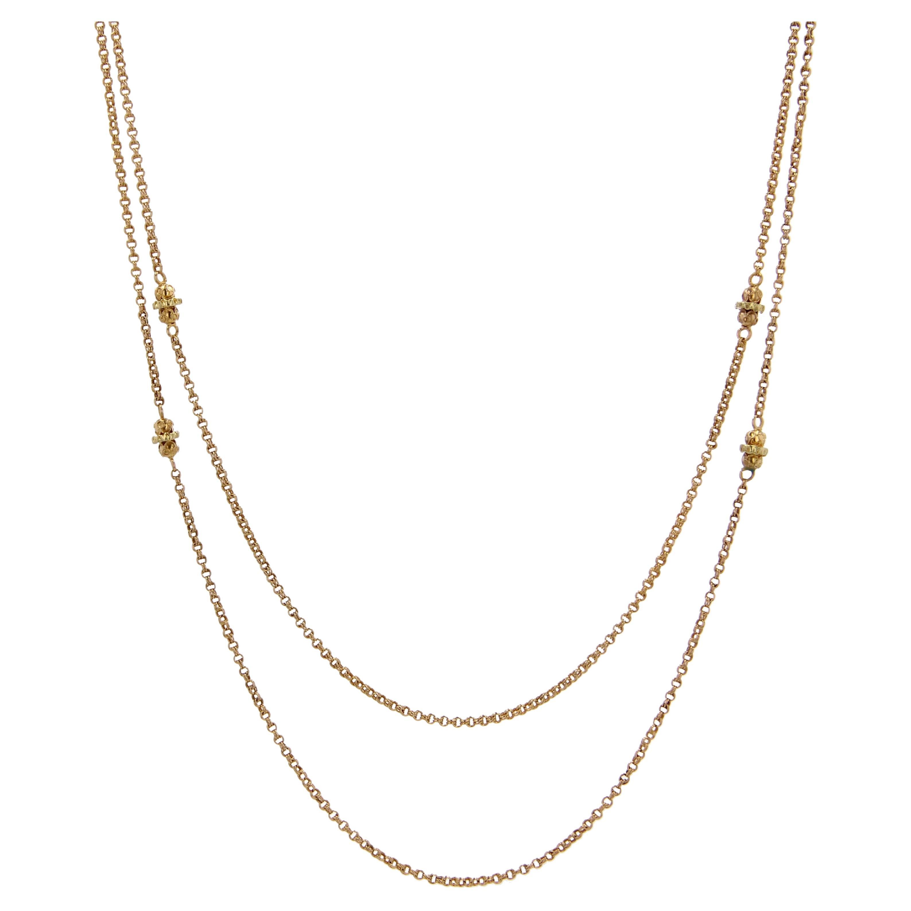 20th Century 18 Karat Yellow Gold Jaseron Mesh Cylindrical Pattern Long Necklace