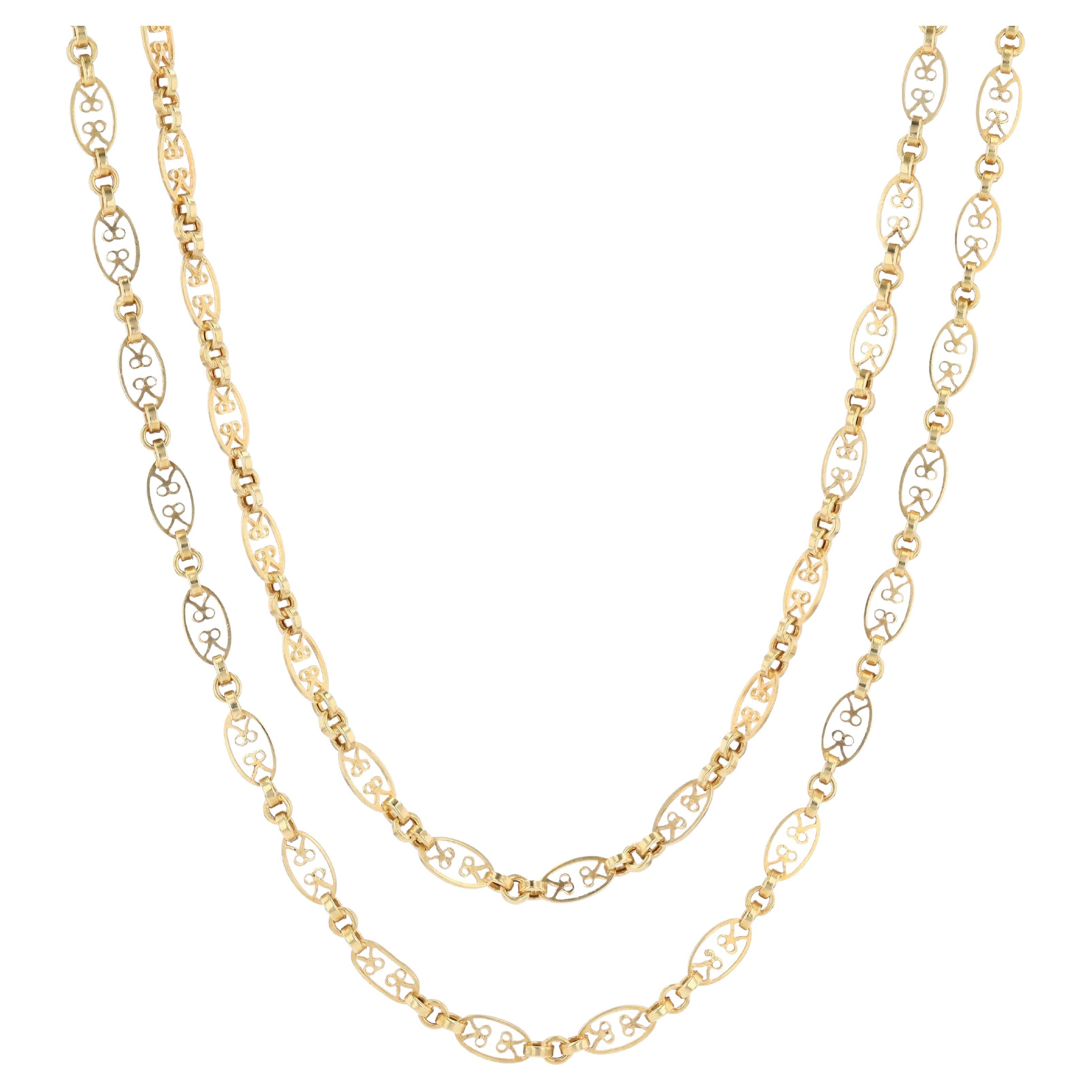 20th Century 18 Karat Yellow Gold Shuttle Mesh Long Necklace For Sale