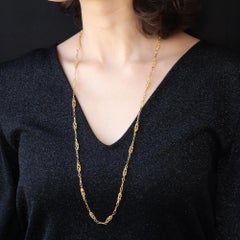 20th Century 18 Karat Yellow Gold Twisted Links Long Necklace
