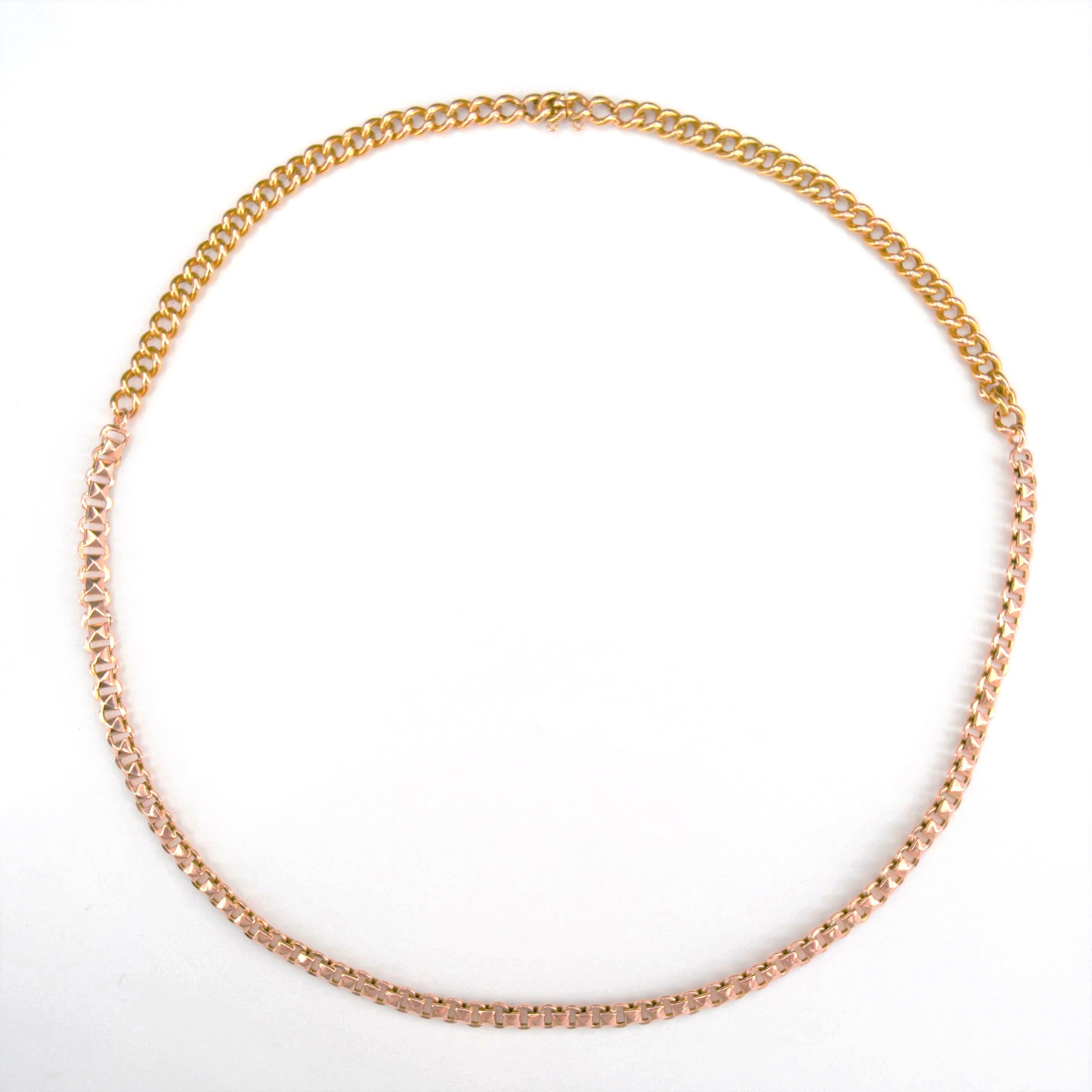 Halskette aus 18 Karat Gelb-Rosgold mit Halskette aus dem 20. Jahrhundert (Belle Époque)