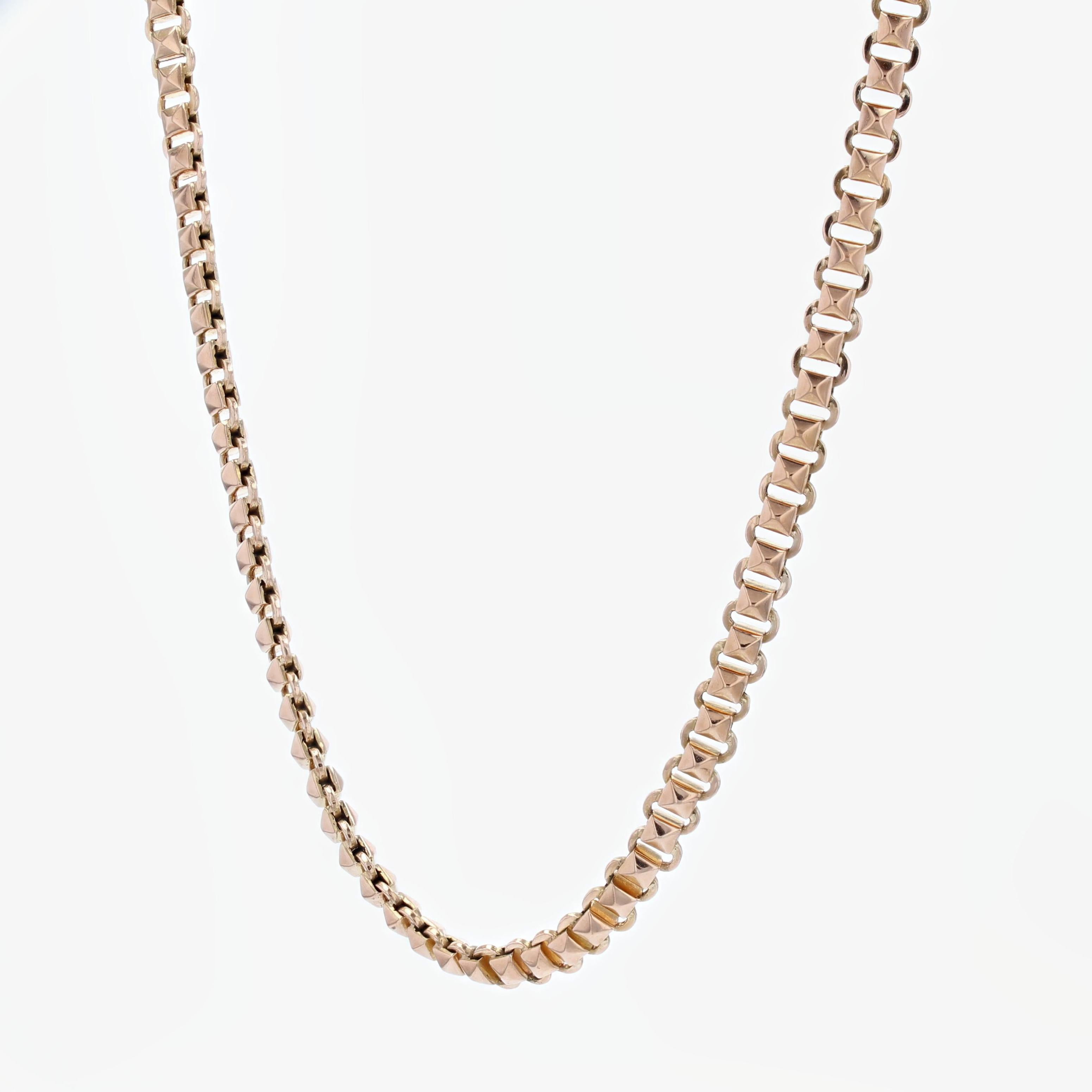 20th Century 18 Karat Yellow Rose Gold Chain Necklace In Good Condition For Sale In Poitiers, FR