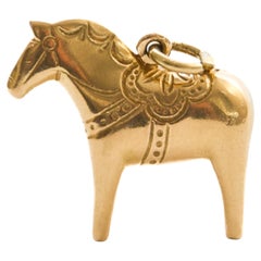 20th Century 18K Gold Three-Dimensional Scandinavian Dala Horse Pendant