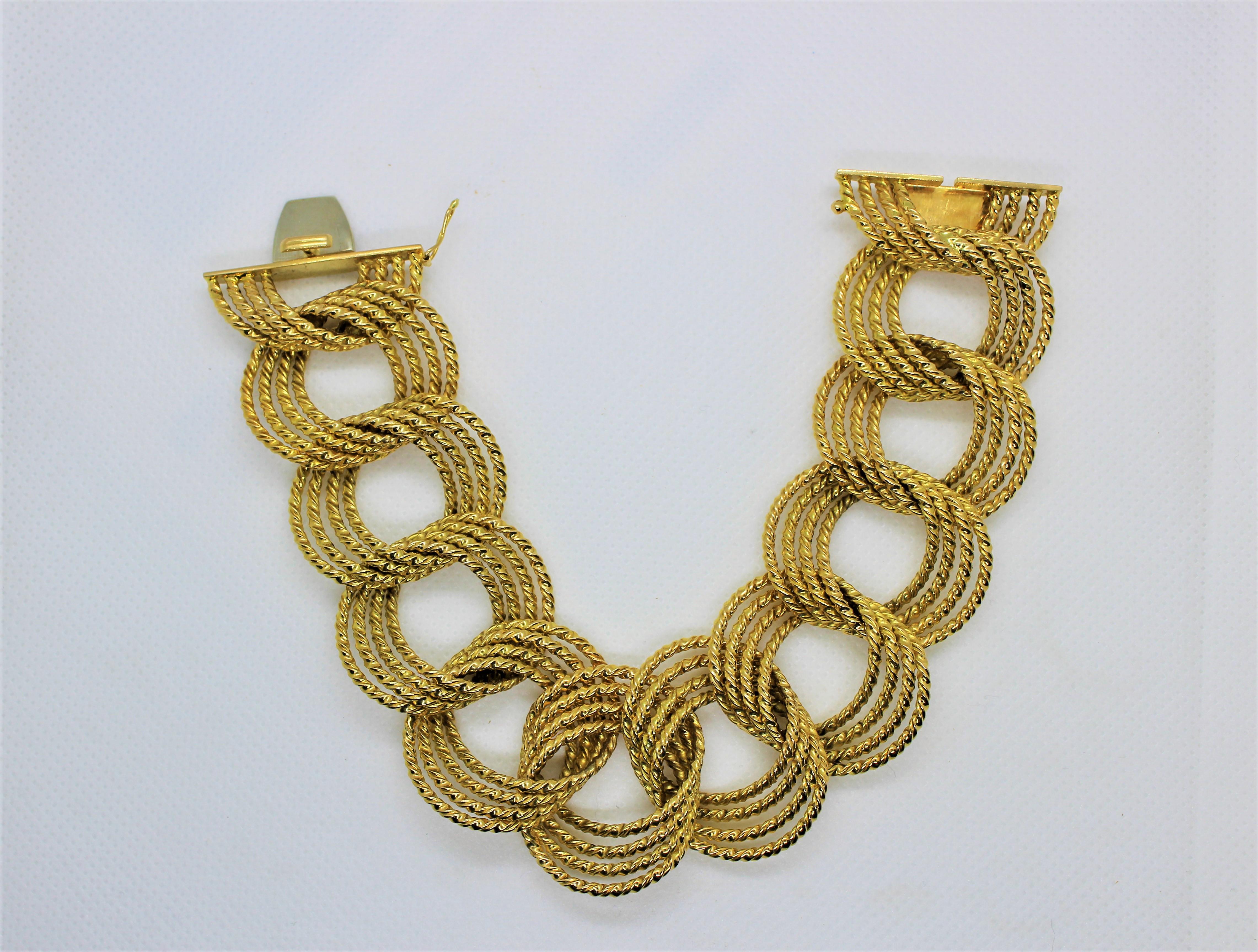 Women's 20th Century 18 Karat Yellow Gold Chain Bracelet Italy, 1950s For Sale