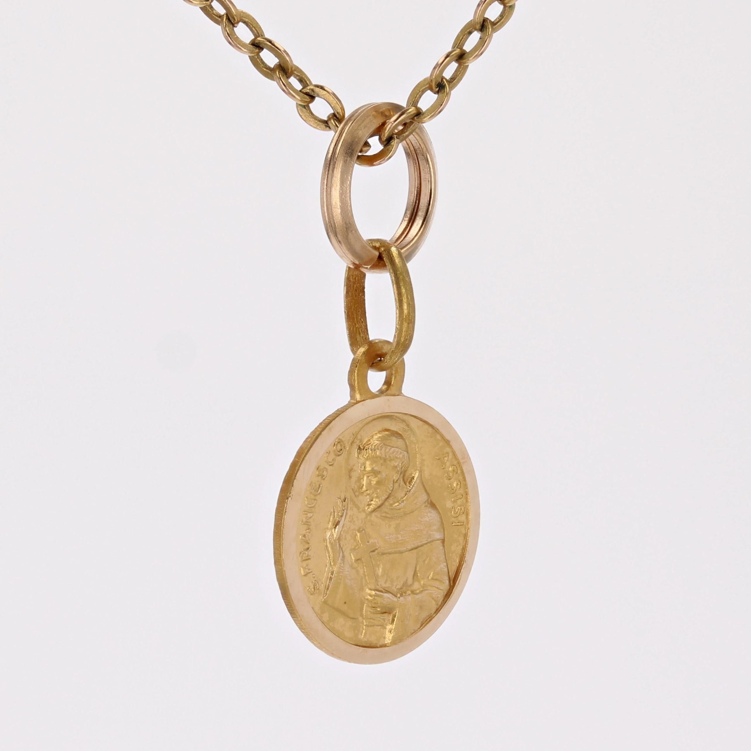 10k Yellow Gold St. Francis Of Assisi Medal Pendant With Diamond - Patron Saint Of Animals