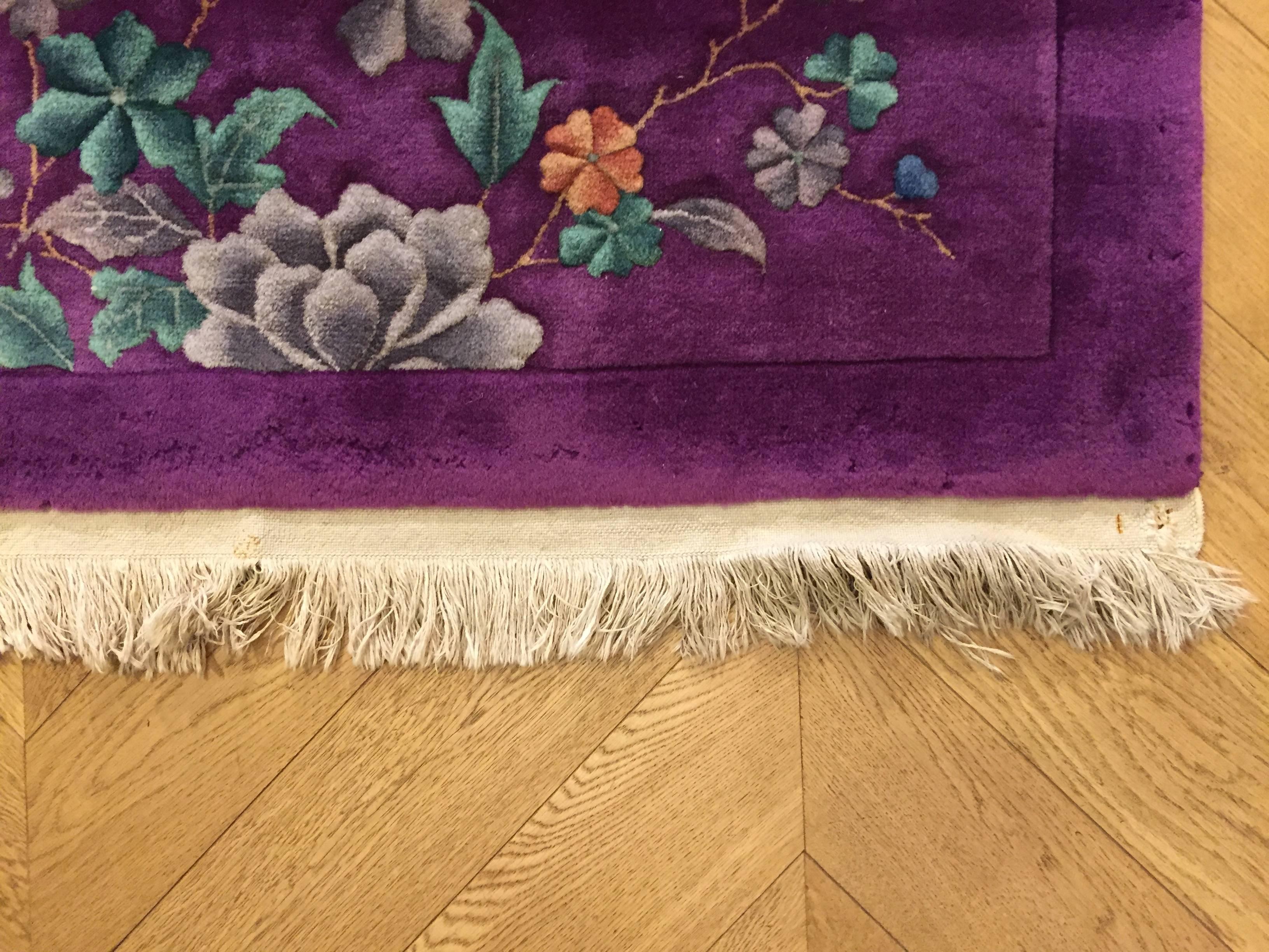20th Century 1920-1940 Nichols Art Deco Chinese Rug Hand-Knotted Wool Violet 12