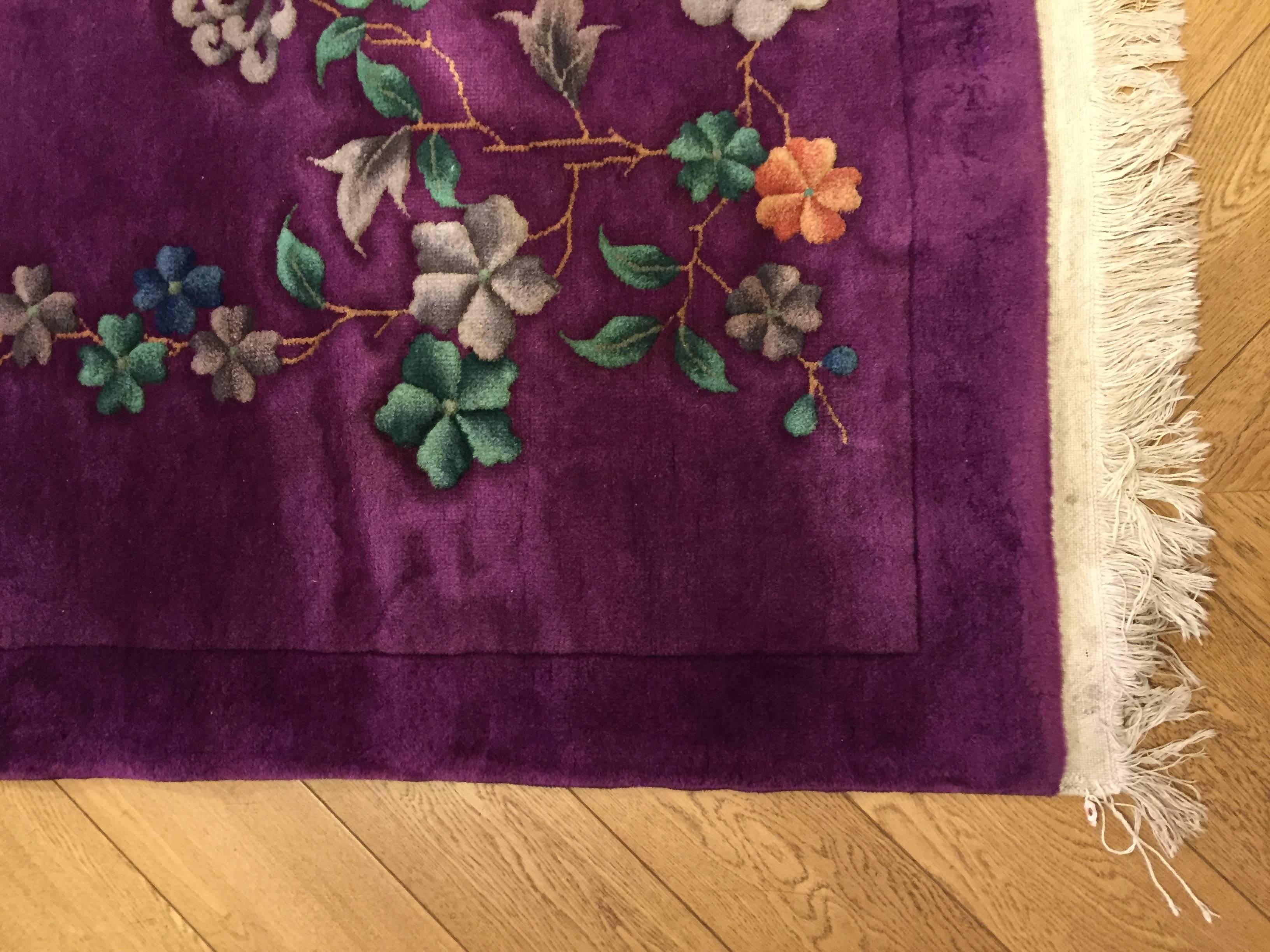 20th Century 1920-1940 Nichols Art Deco Chinese Rug Hand-Knotted Wool Violet 13