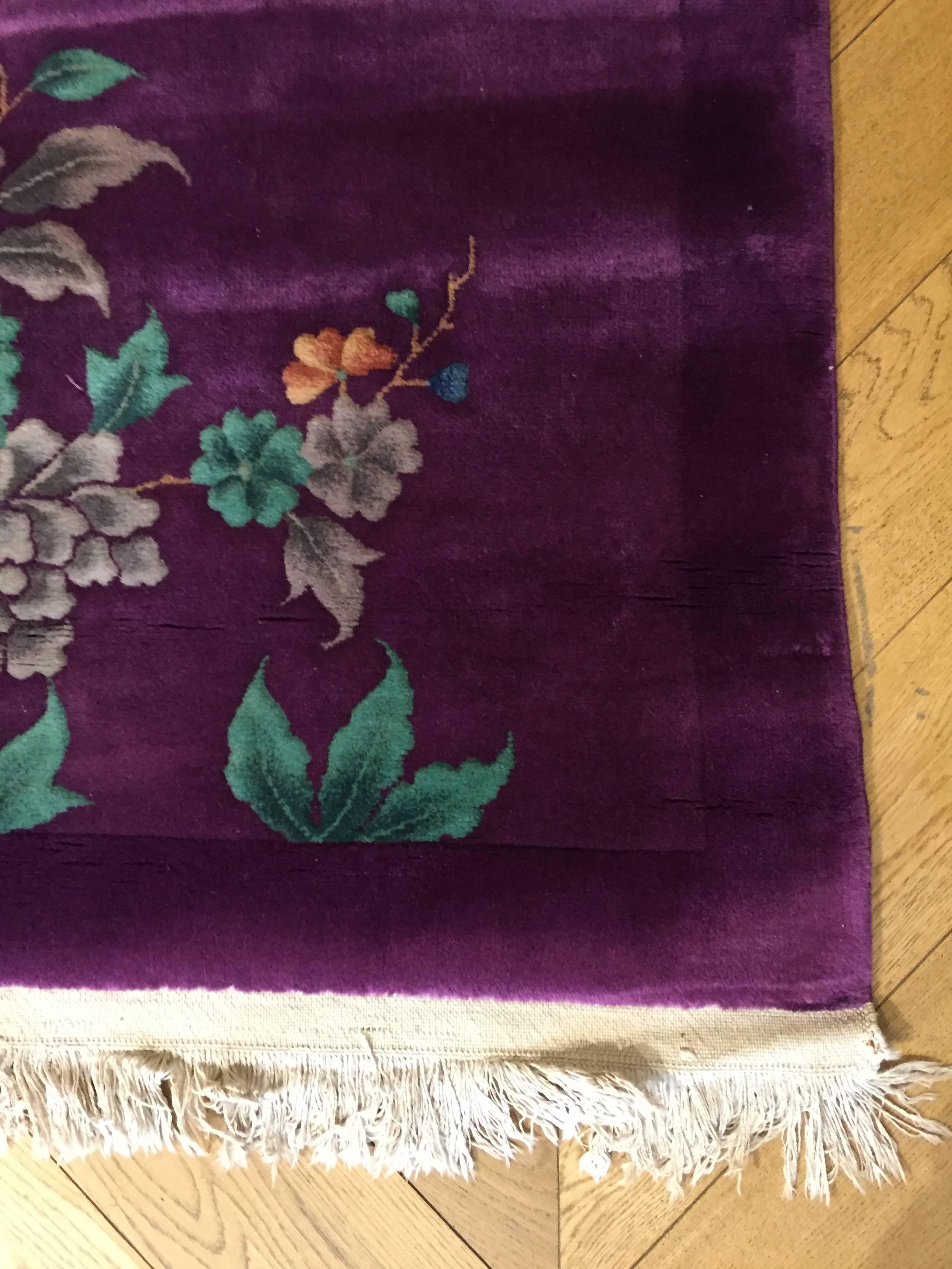 20th Century 1920-1940 Nichols Art Deco Chinese Rug Hand-Knotted Wool Violet 14