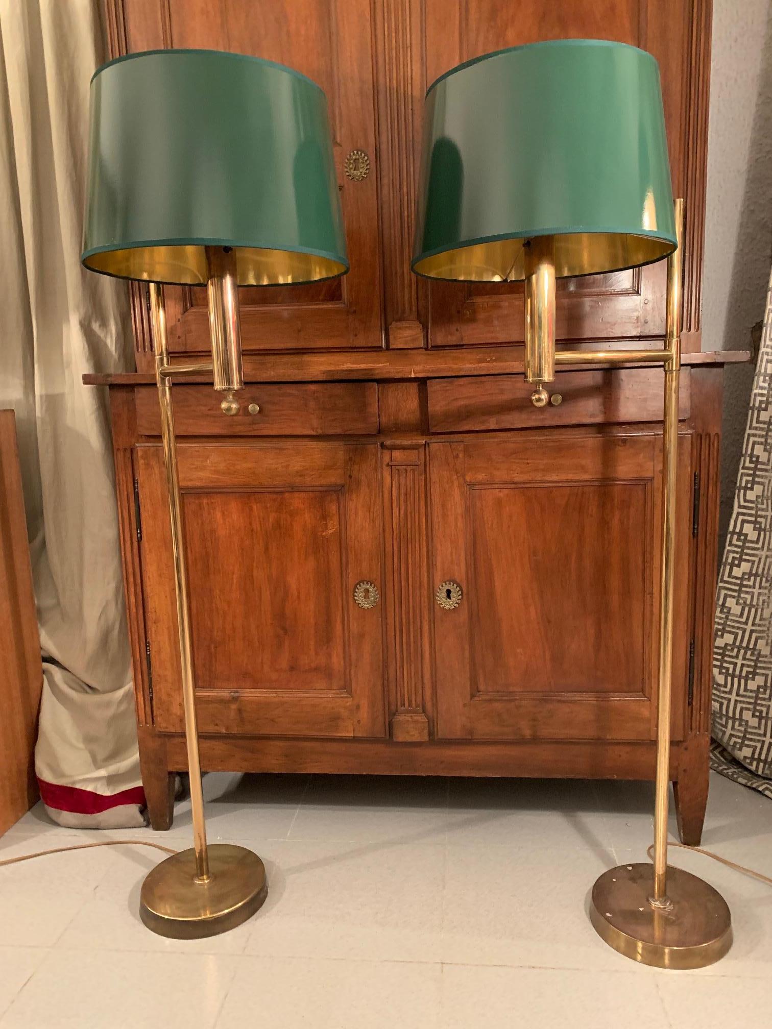 20th Century 1970 Pair Brass Swedish Floor Lamps by Bergboms For Sale 6