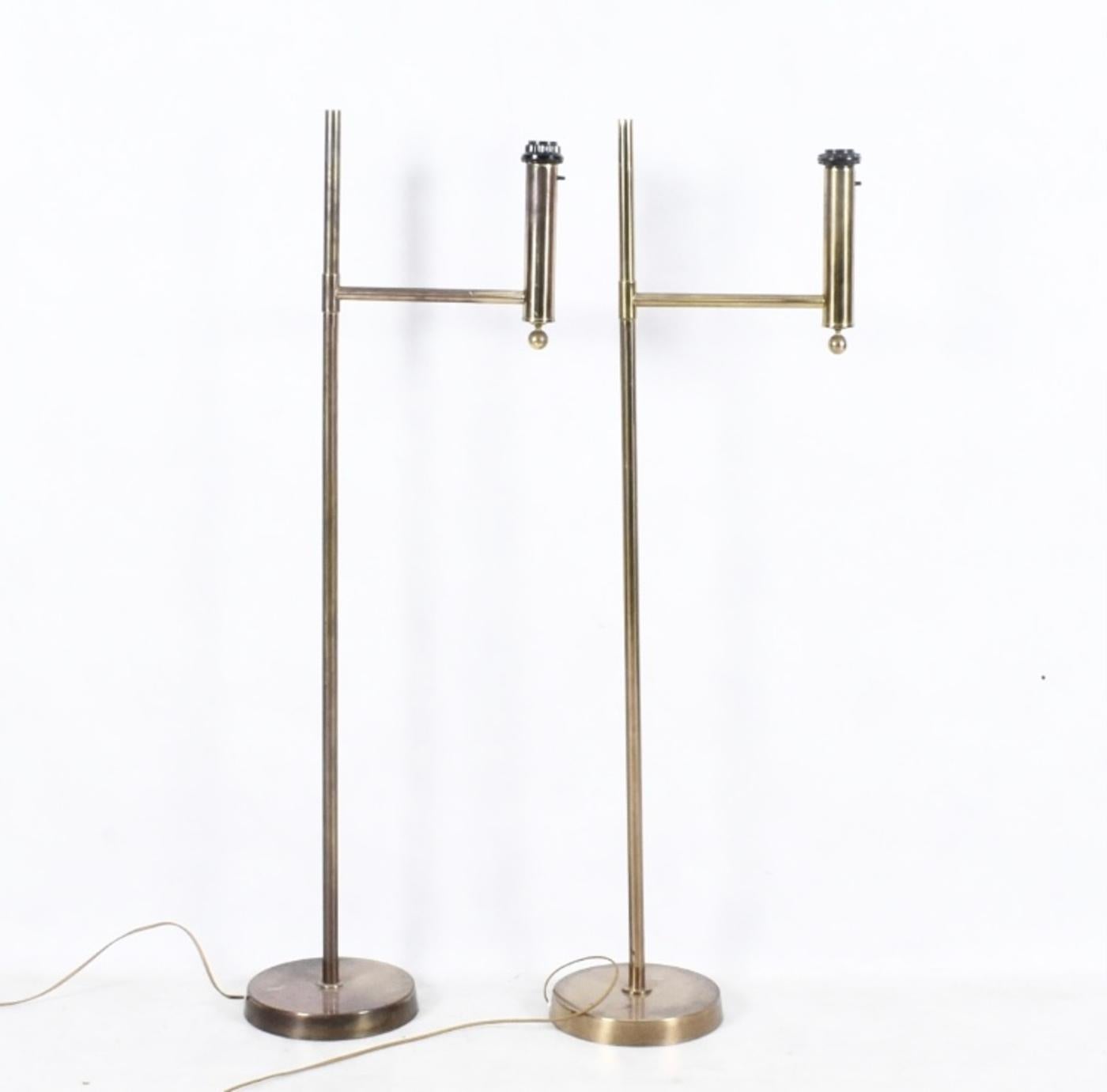 20th Century 1970 Pair Brass Swedish Floor Lamps by Bergboms For Sale 13