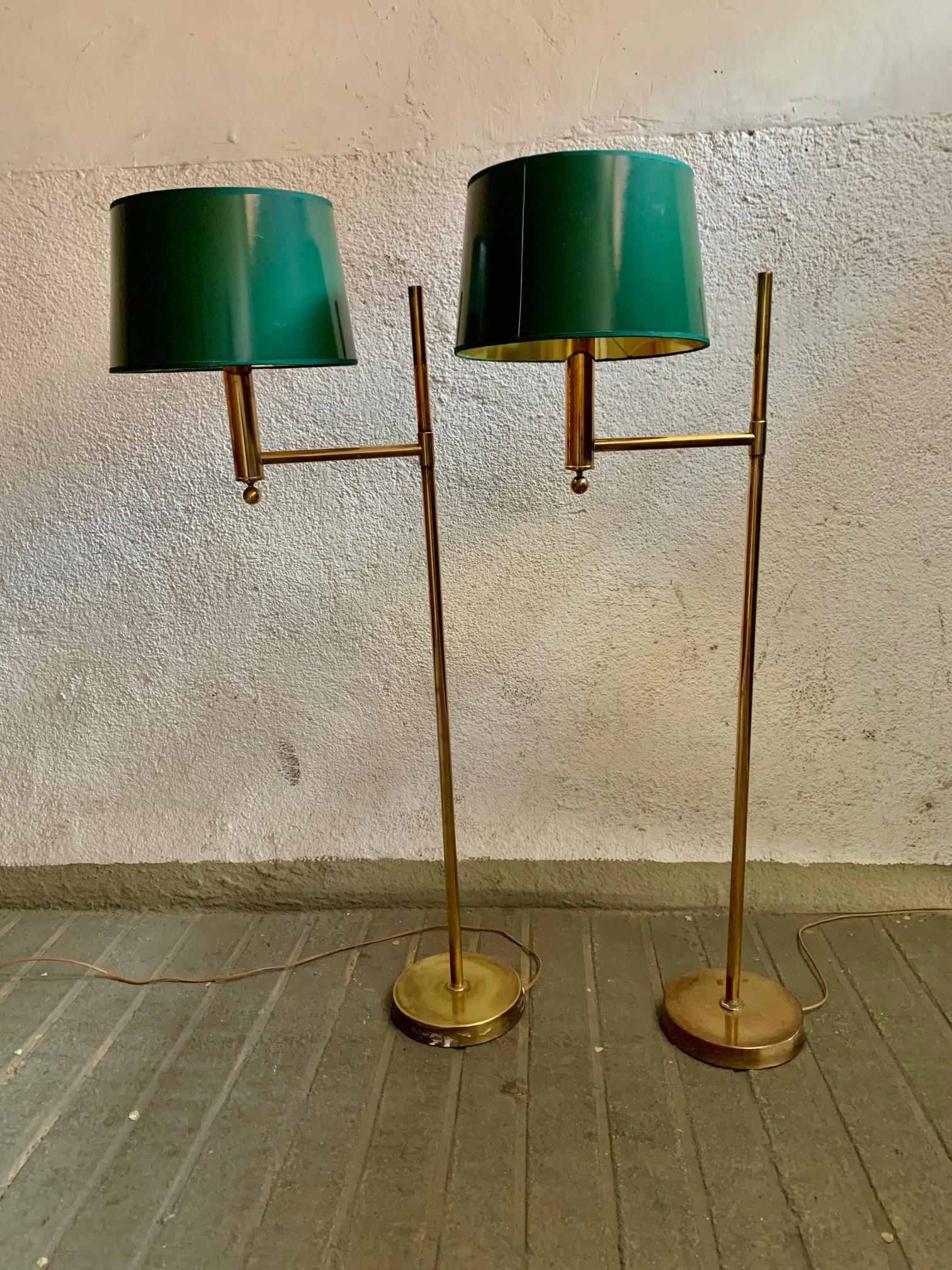 20th Century 1970 Pair Brass Swedish Floor Lamps by Bergboms For Sale 16