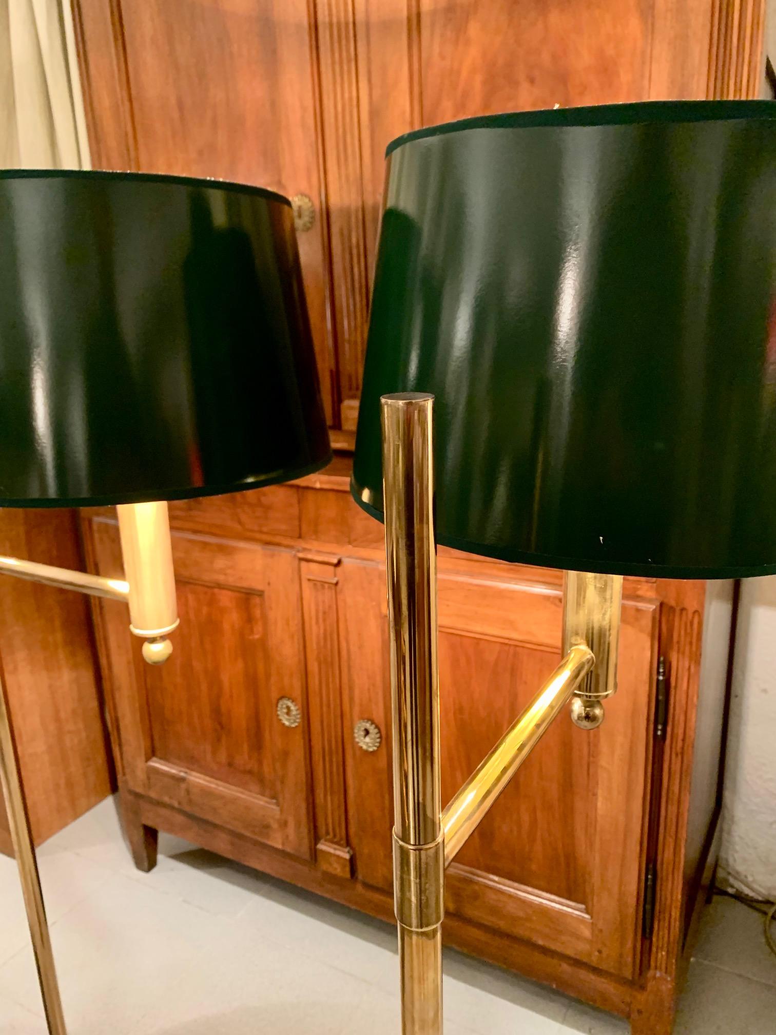 Mid-Century Modern 20th Century 1970 Pair Brass Swedish Floor Lamps by Bergboms For Sale