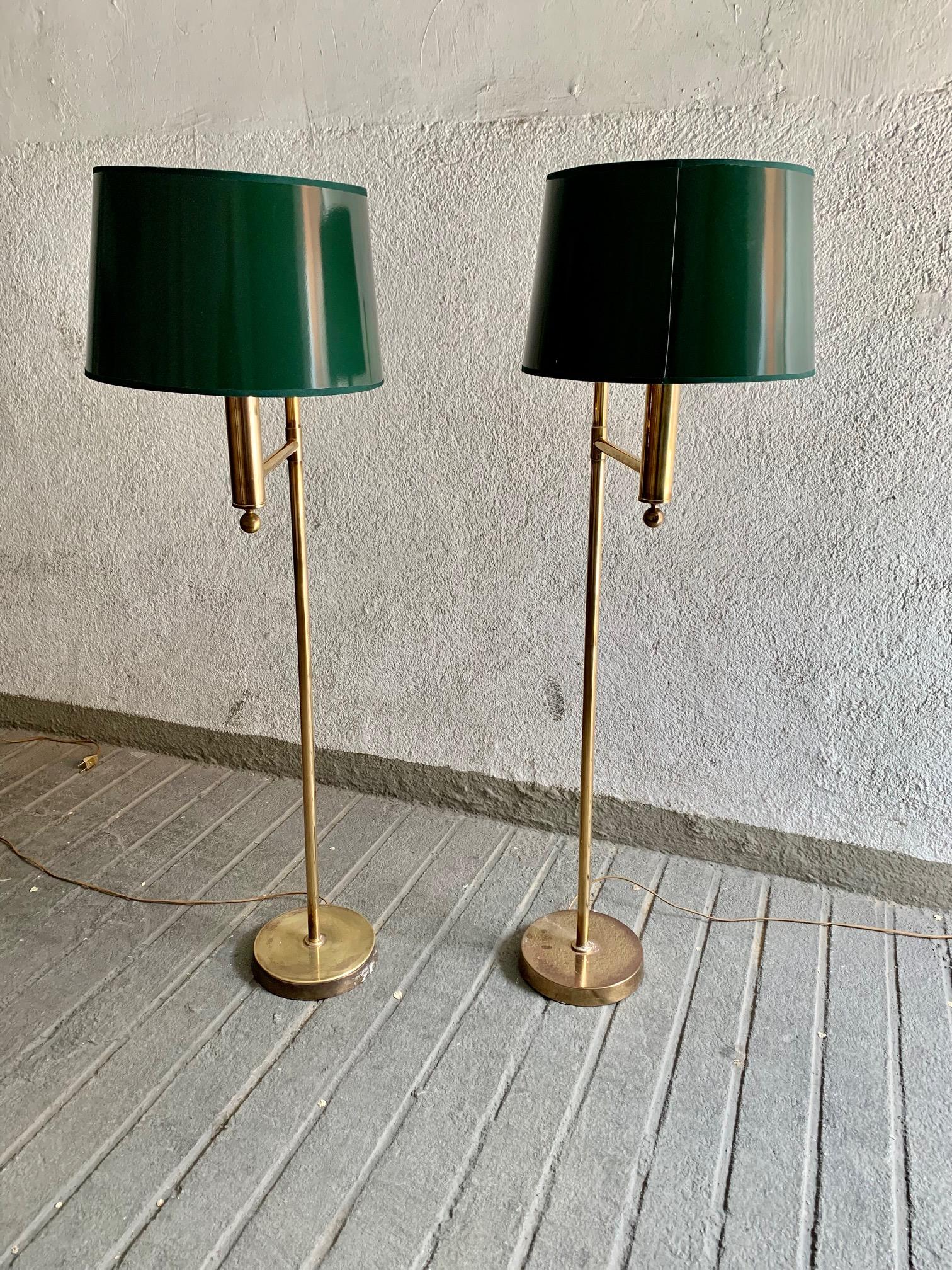 20th Century 1970 Pair Brass Swedish Floor Lamps by Bergboms For Sale 2