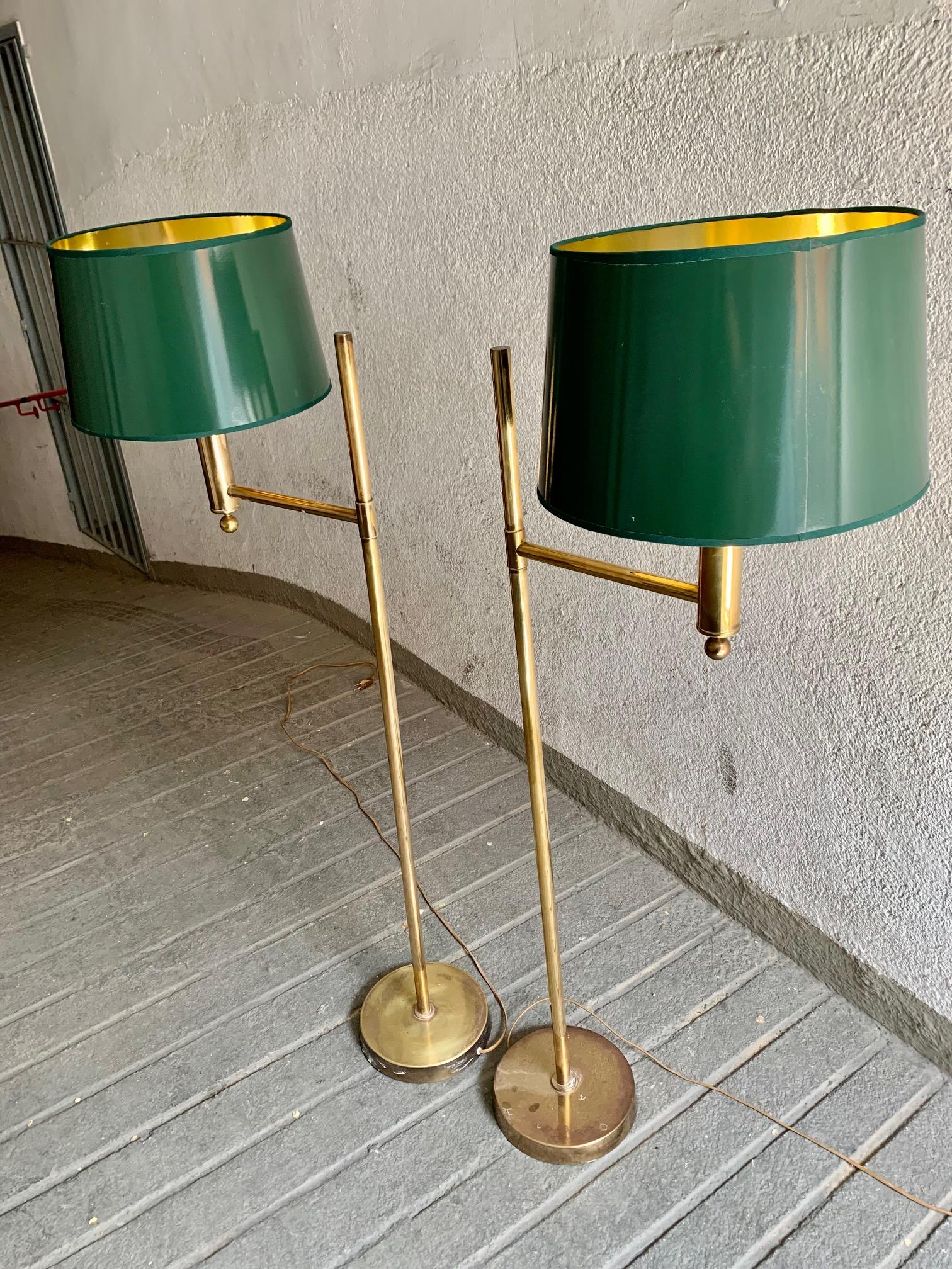 20th Century 1970 Pair Brass Swedish Floor Lamps by Bergboms For Sale 3