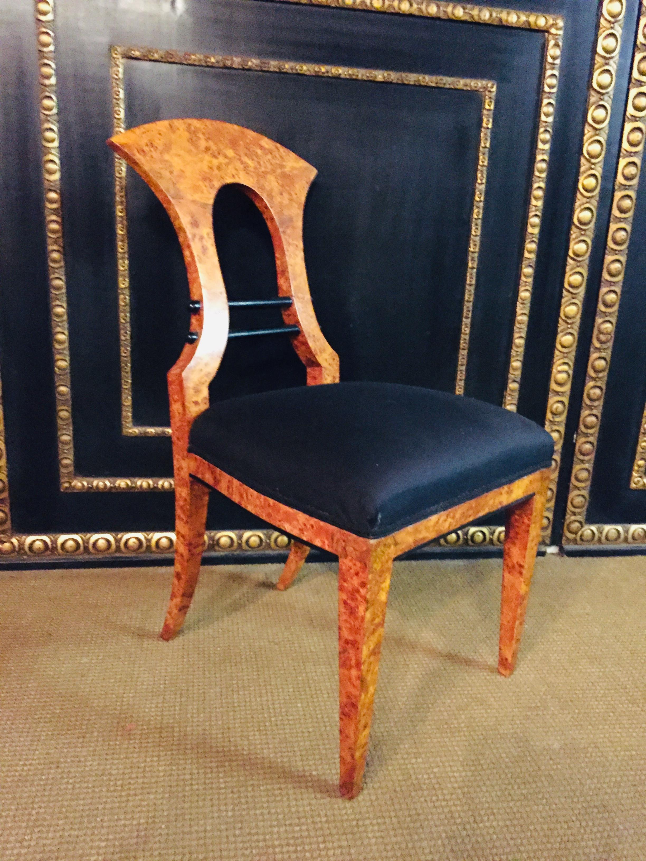 20th Century 2 Biedermeier Style antique Chairs Vienna maple veneer 5