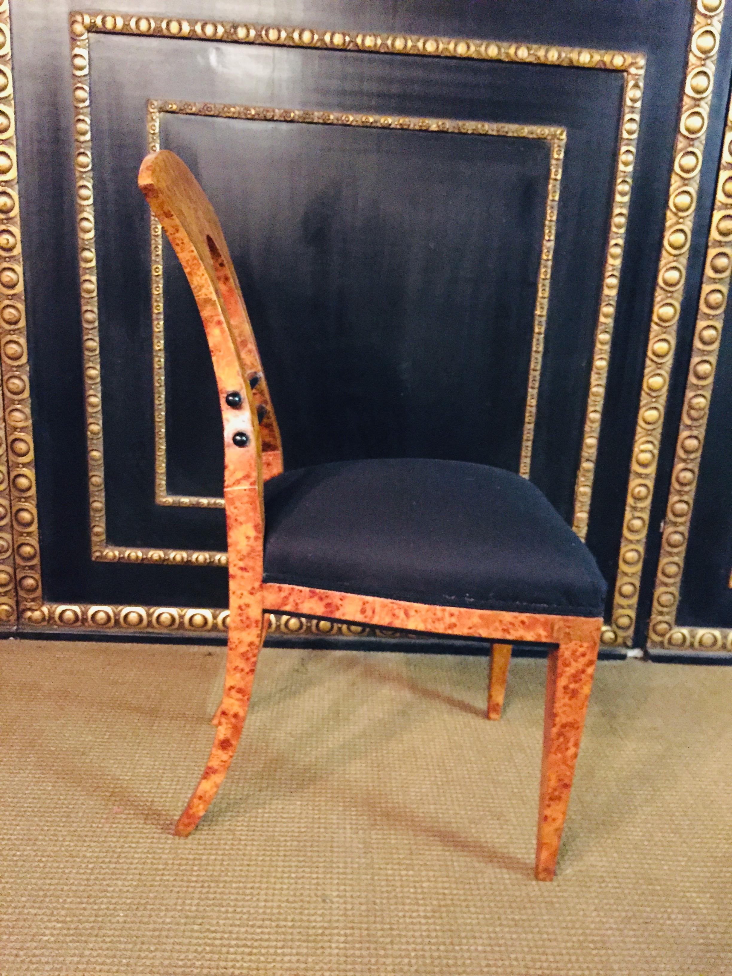 20th Century 2 Biedermeier Style antique Chairs Vienna maple veneer 6