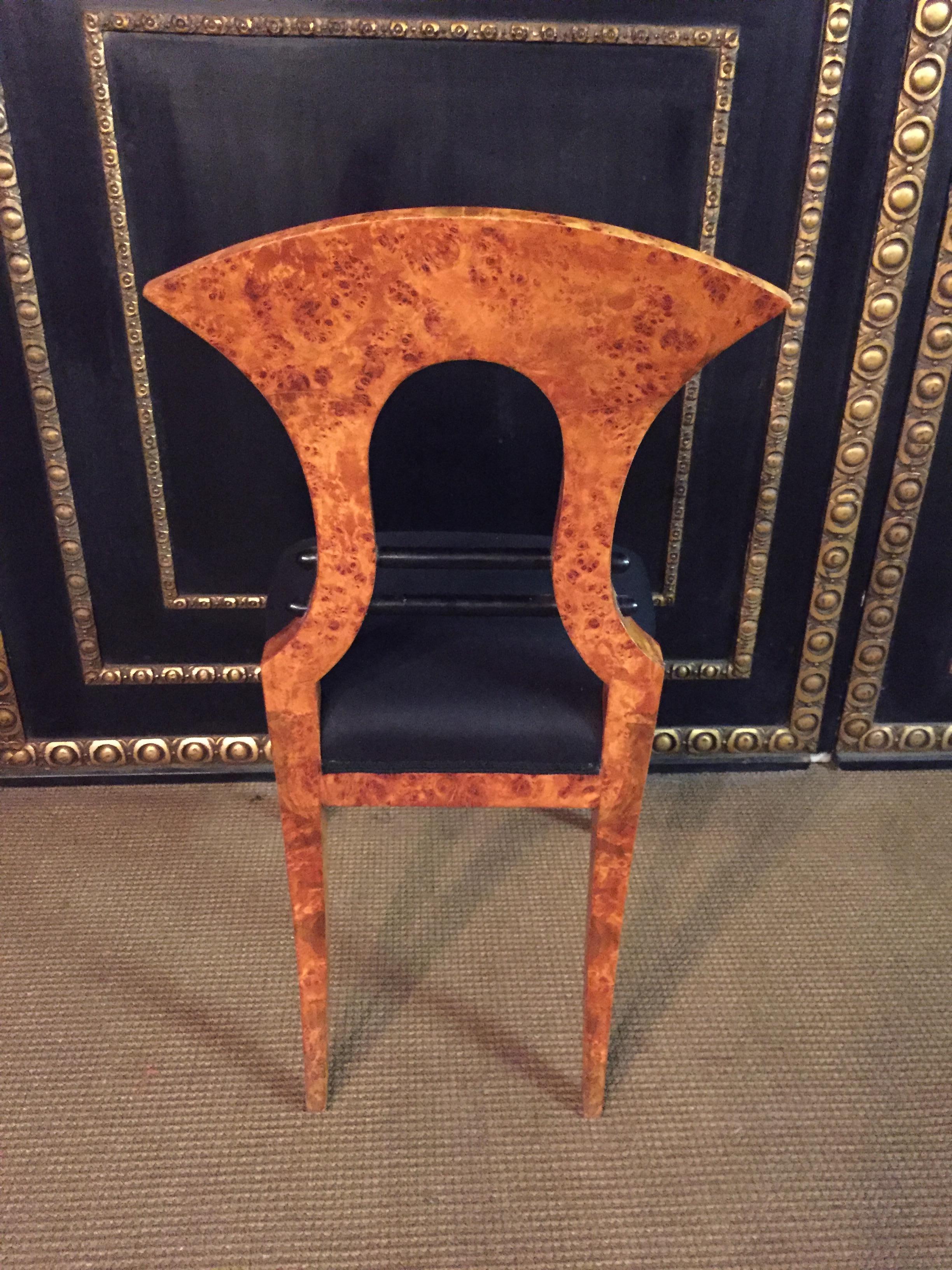 20th Century 2 Biedermeier Style antique Chairs Vienna maple veneer 7
