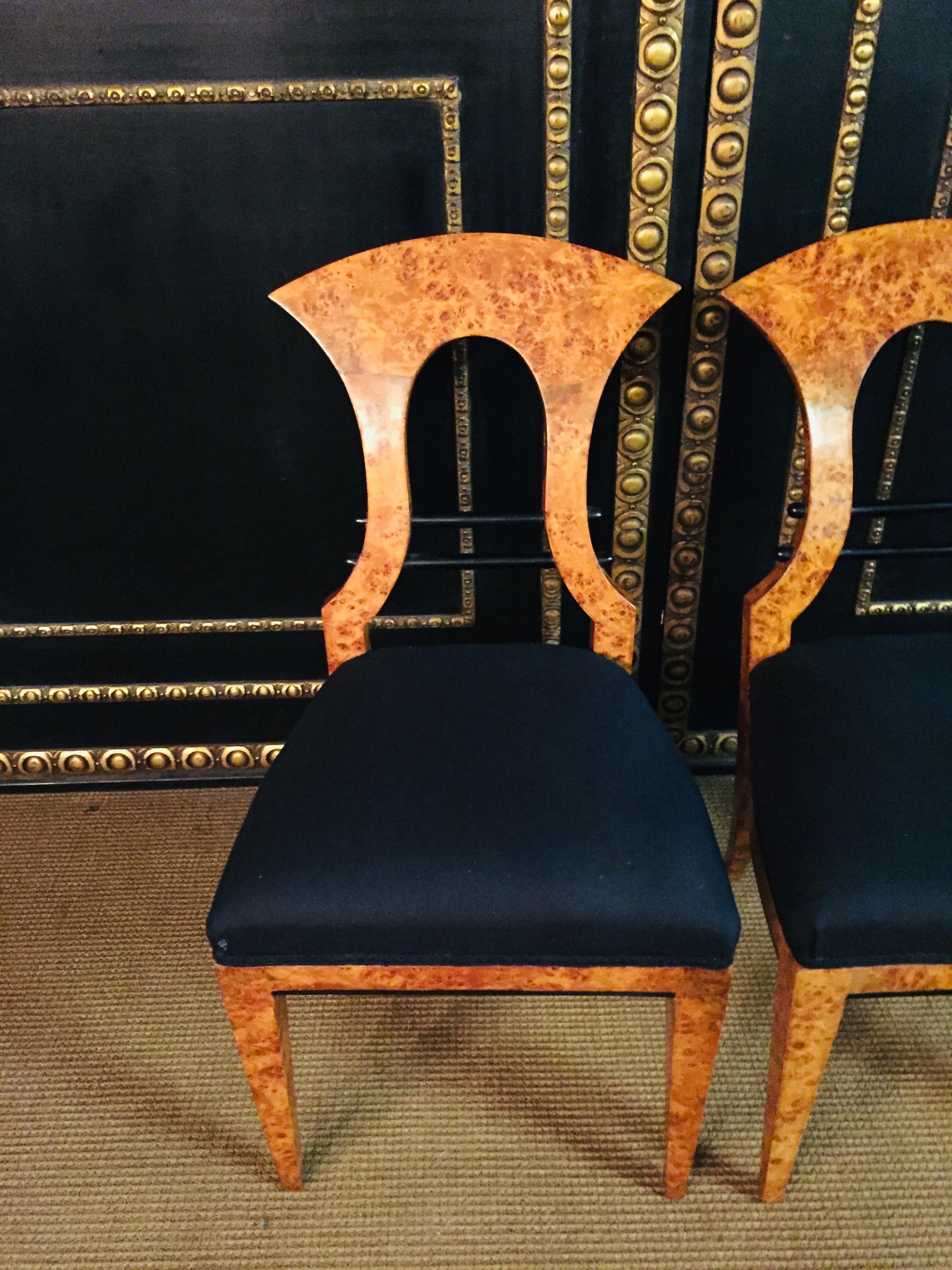 Veneer 20th Century 2 Biedermeier Style antique Chairs Vienna maple veneer