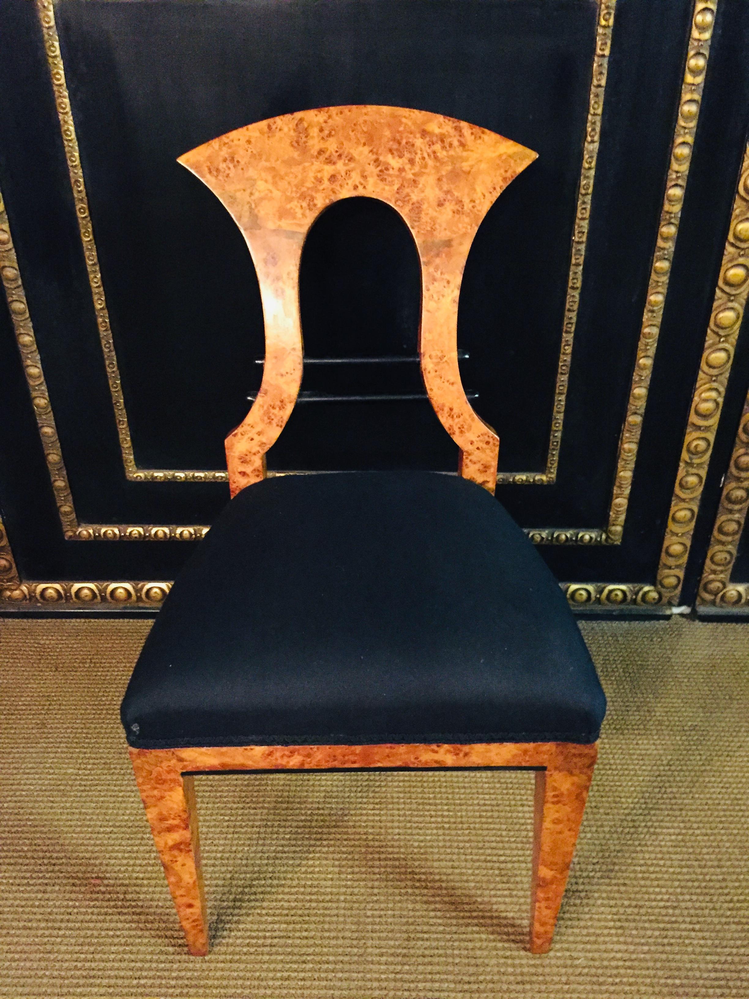 Maple 20th Century 2 Biedermeier Style antique Chairs Vienna maple veneer