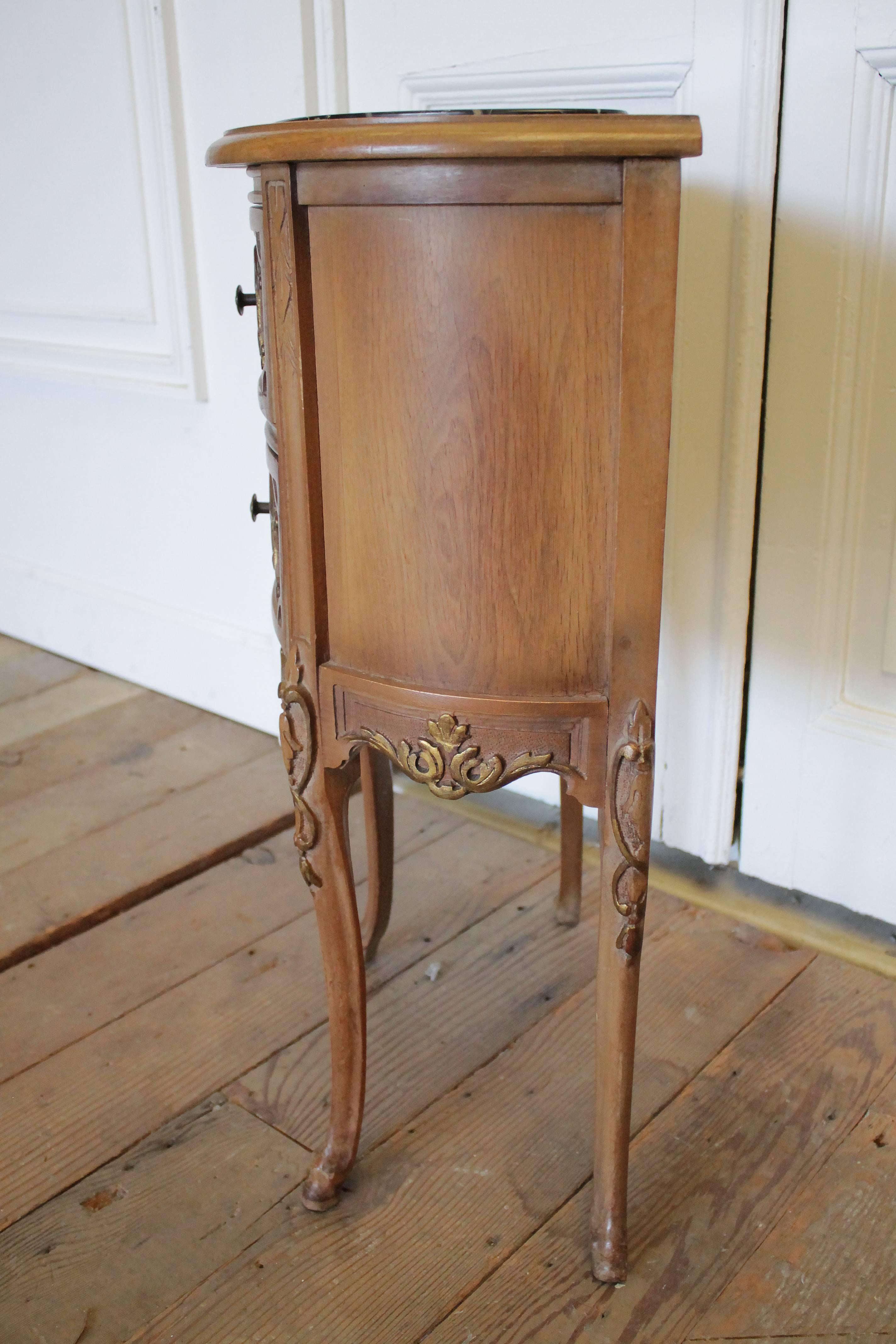 20th Century Two-Drawer Bedside Commode Nightstand with Marble Top For Sale 5