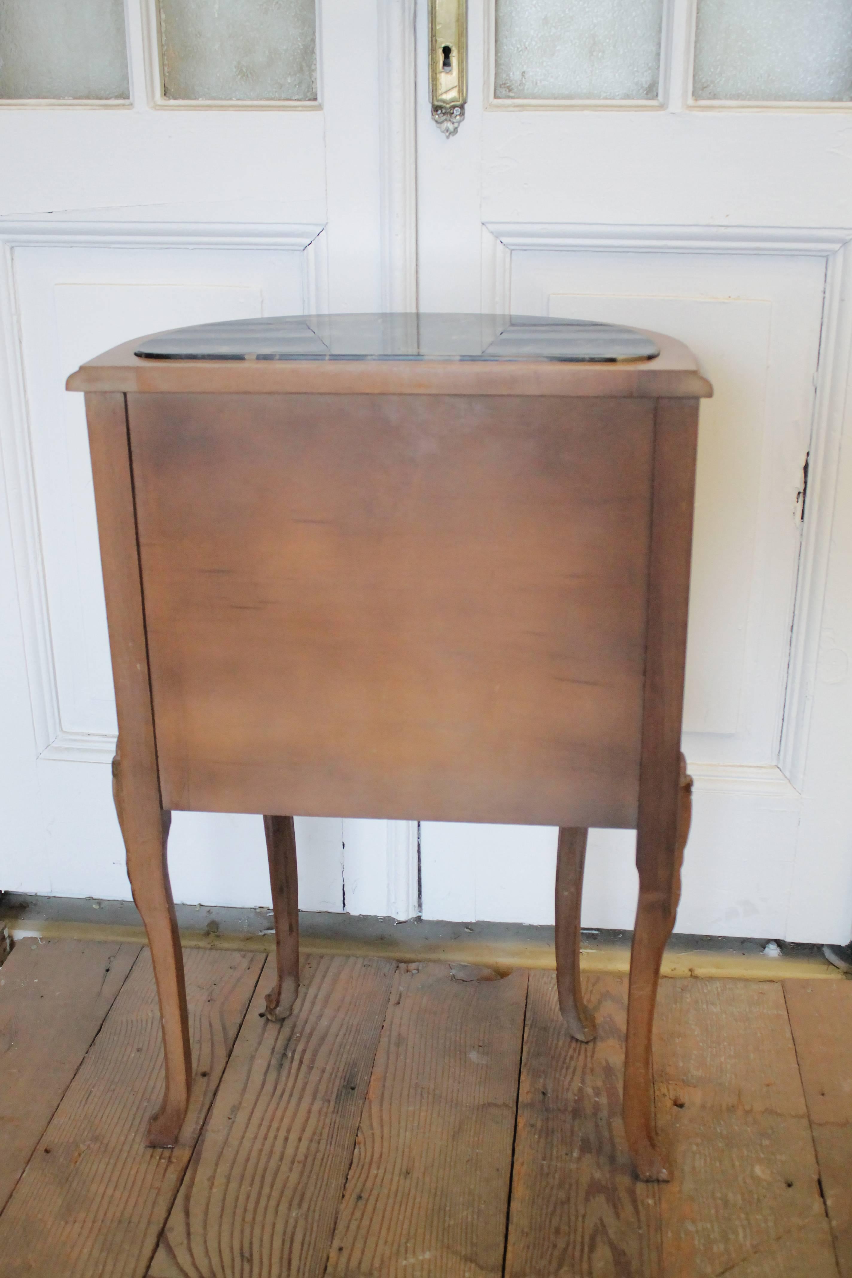 20th Century Two-Drawer Bedside Commode Nightstand with Marble Top For Sale 6