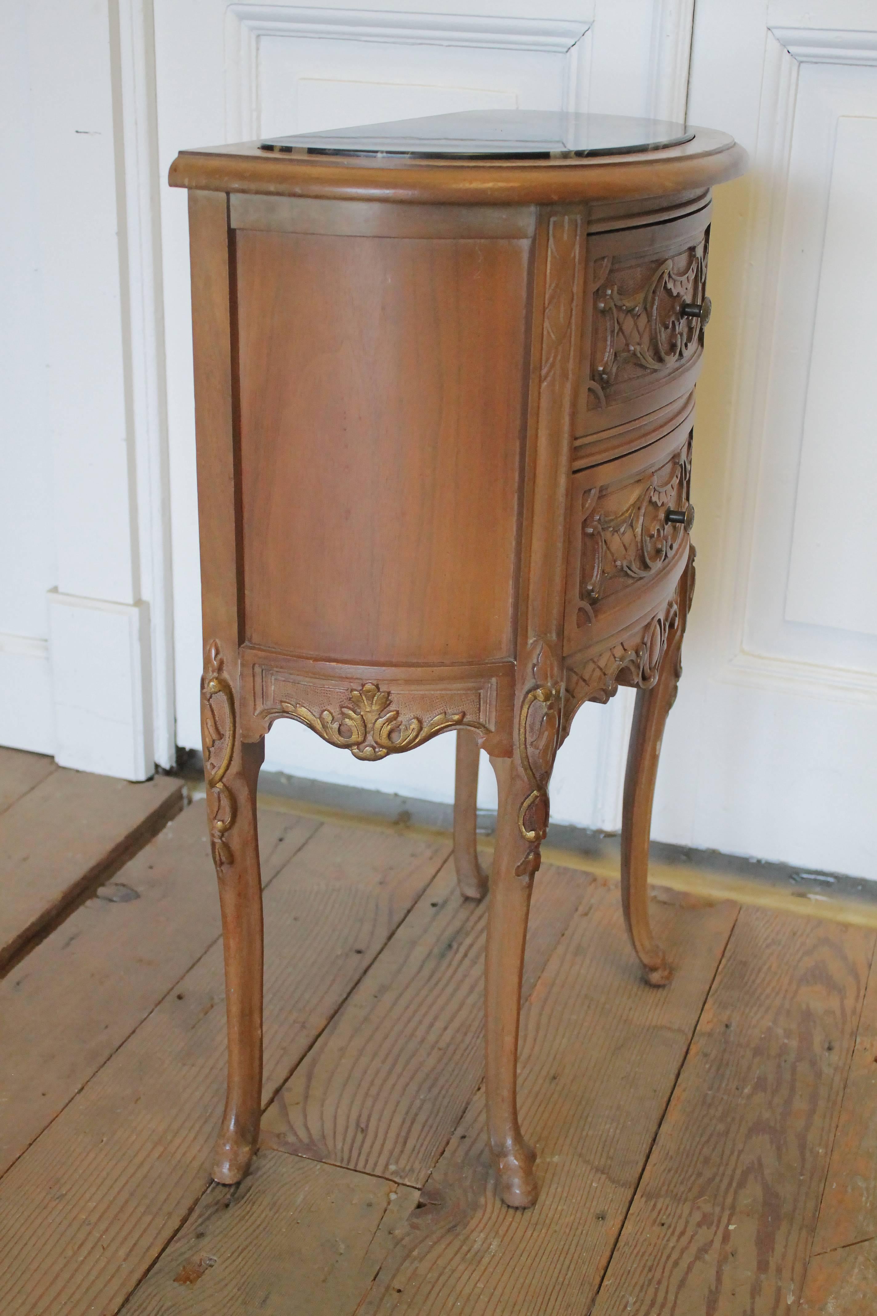 20th Century Two-Drawer Bedside Commode Nightstand with Marble Top For Sale 7