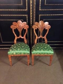 Siglo XX 2 Sillas vienesas en forma de abanico estilo Biedermeier