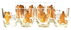 20th Century 22-Karat Gold Printed "Zodiac" Drink Glasses Set of 12