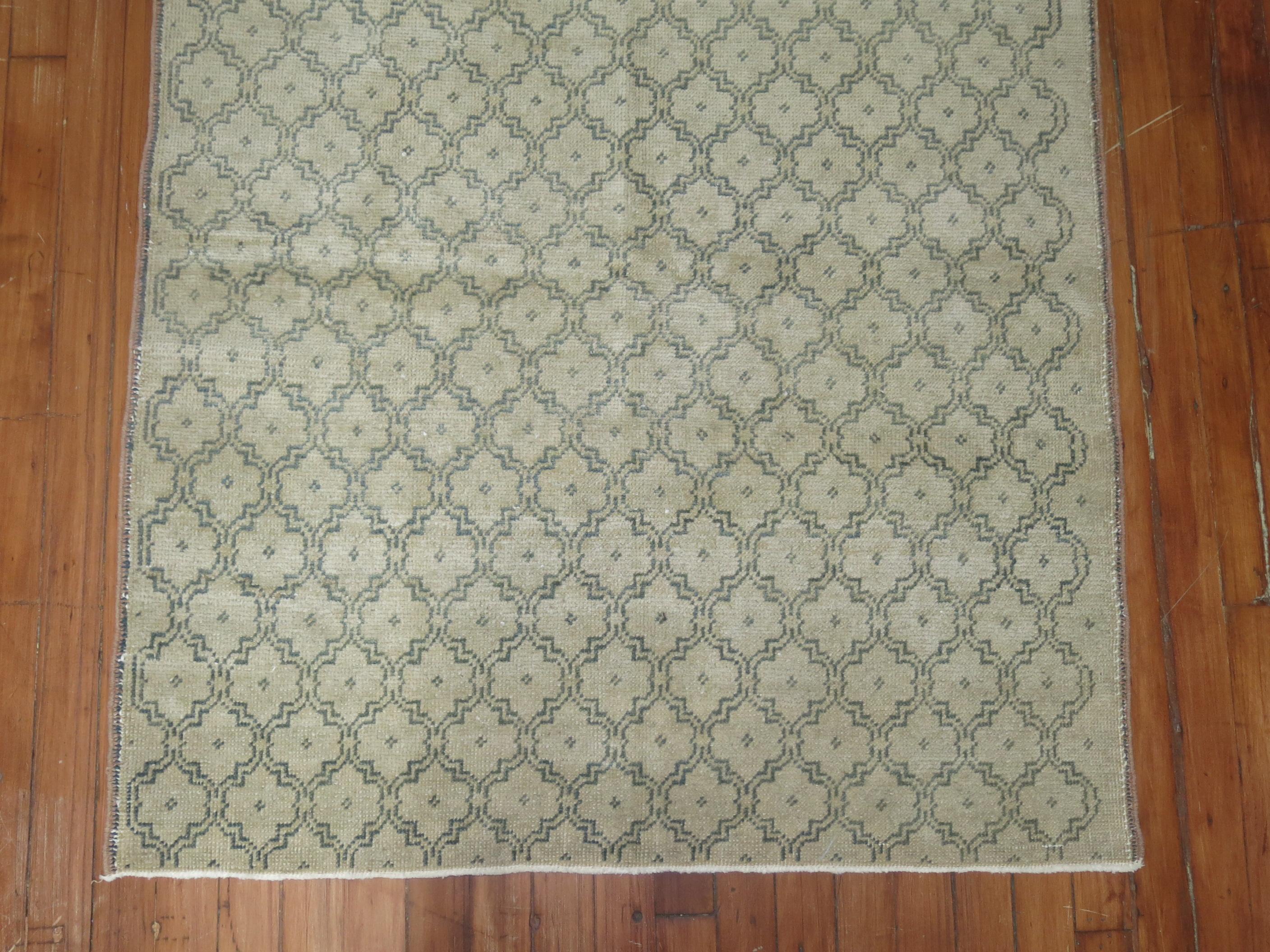 20th Century Hand Knotted Neutral Color Vintage Turkish Runner In Good Condition In New York, NY