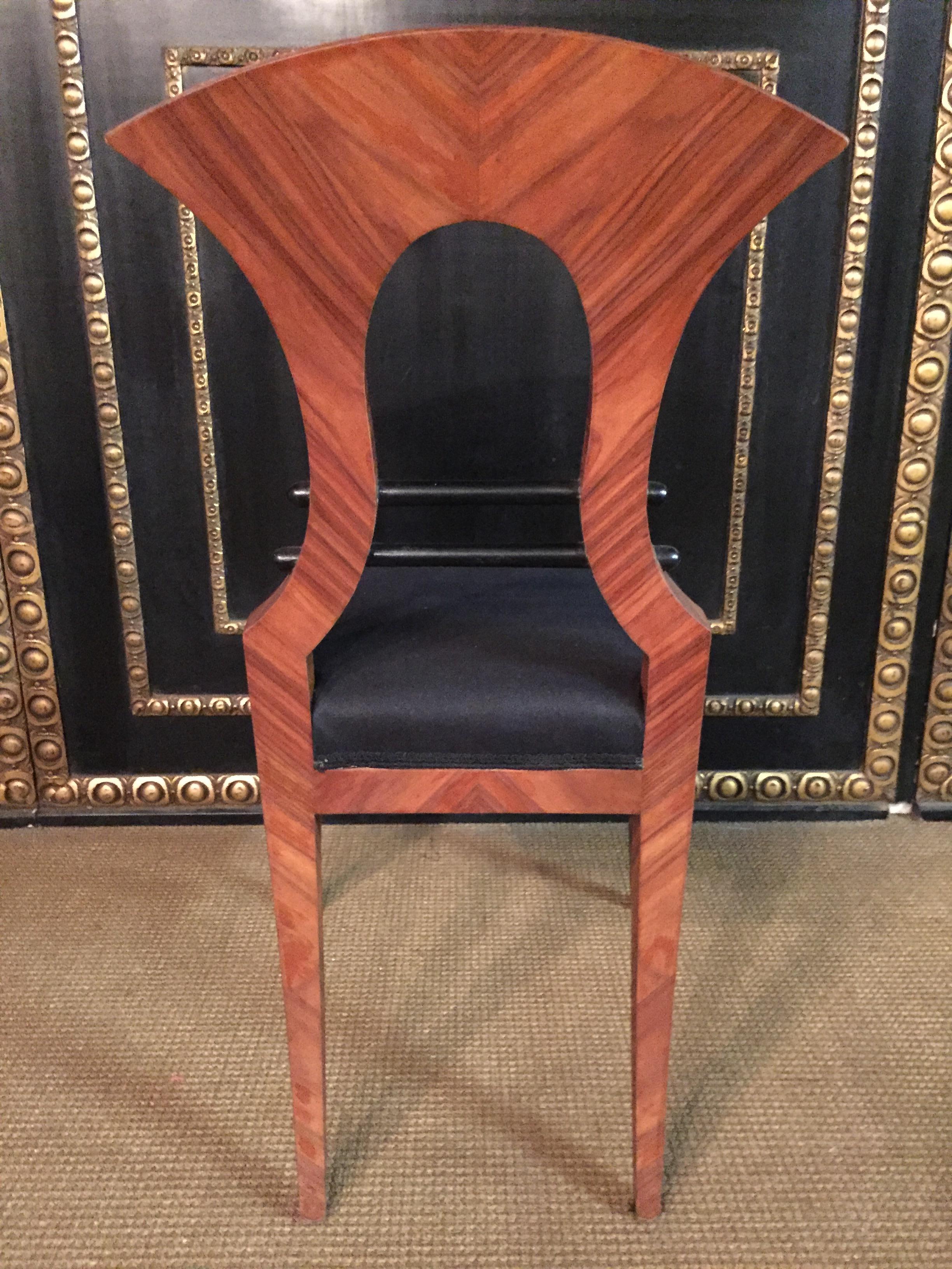 20th Century 4 Antique Biedermeier Style Chairs, Vienna Mahogany veneer For Sale 6