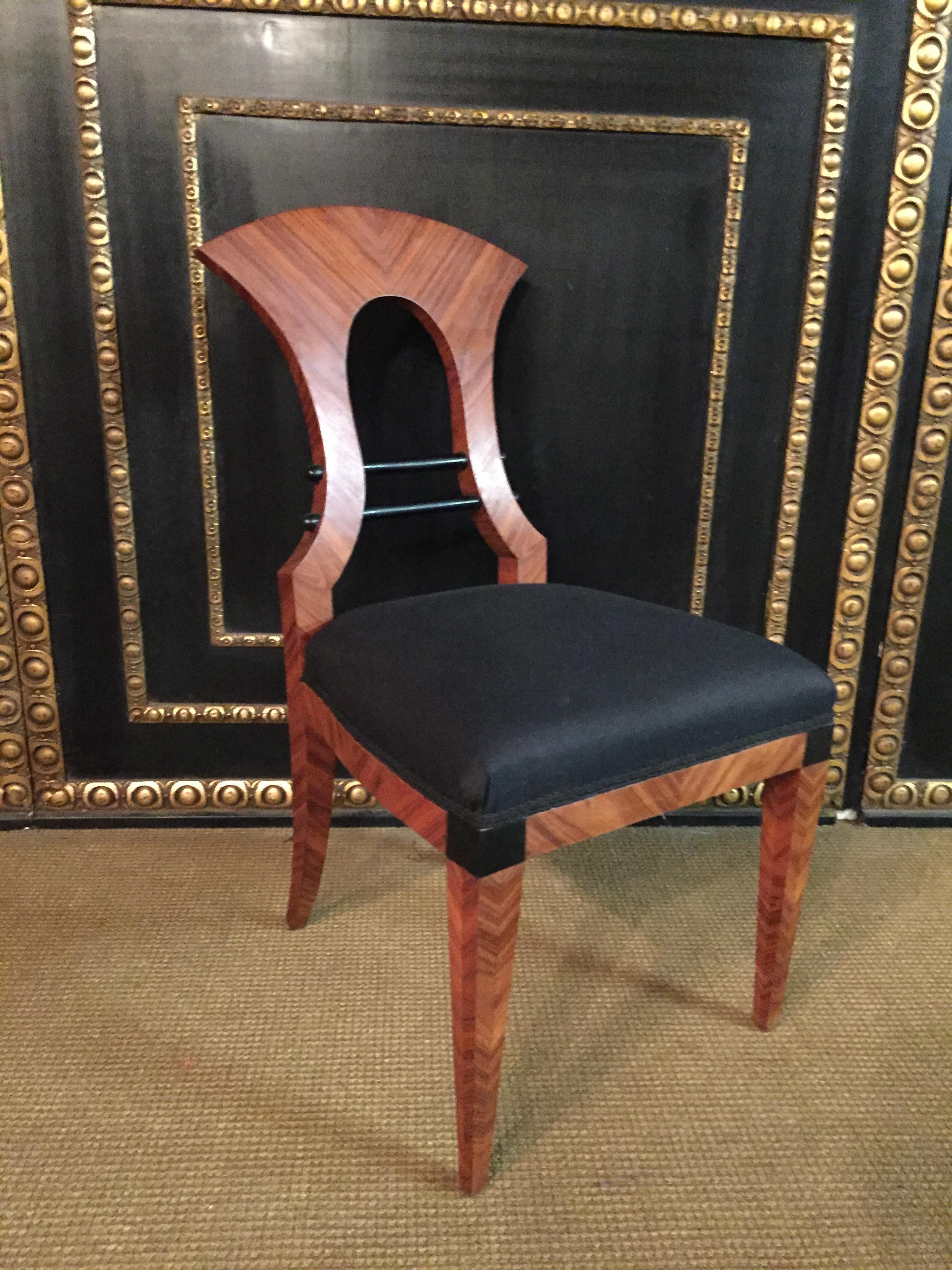 20th Century 4 Antique Biedermeier Style Chairs, Vienna Mahogany veneer For Sale 1