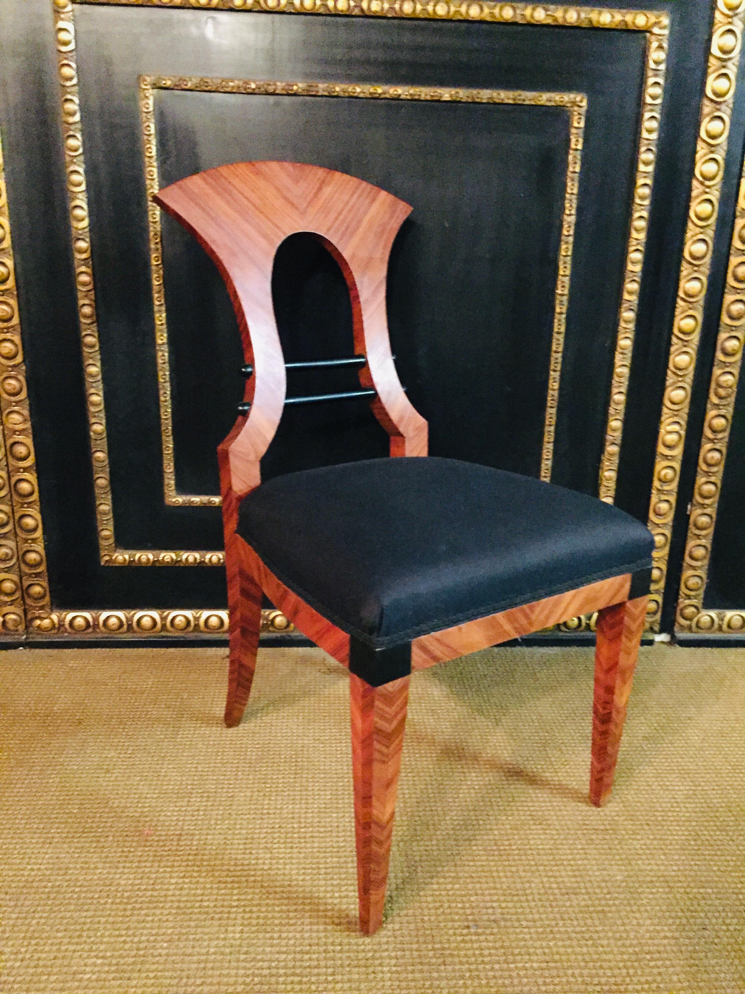 20th Century 4 Antique Biedermeier Style Chairs, Vienna Mahogany veneer For Sale 2
