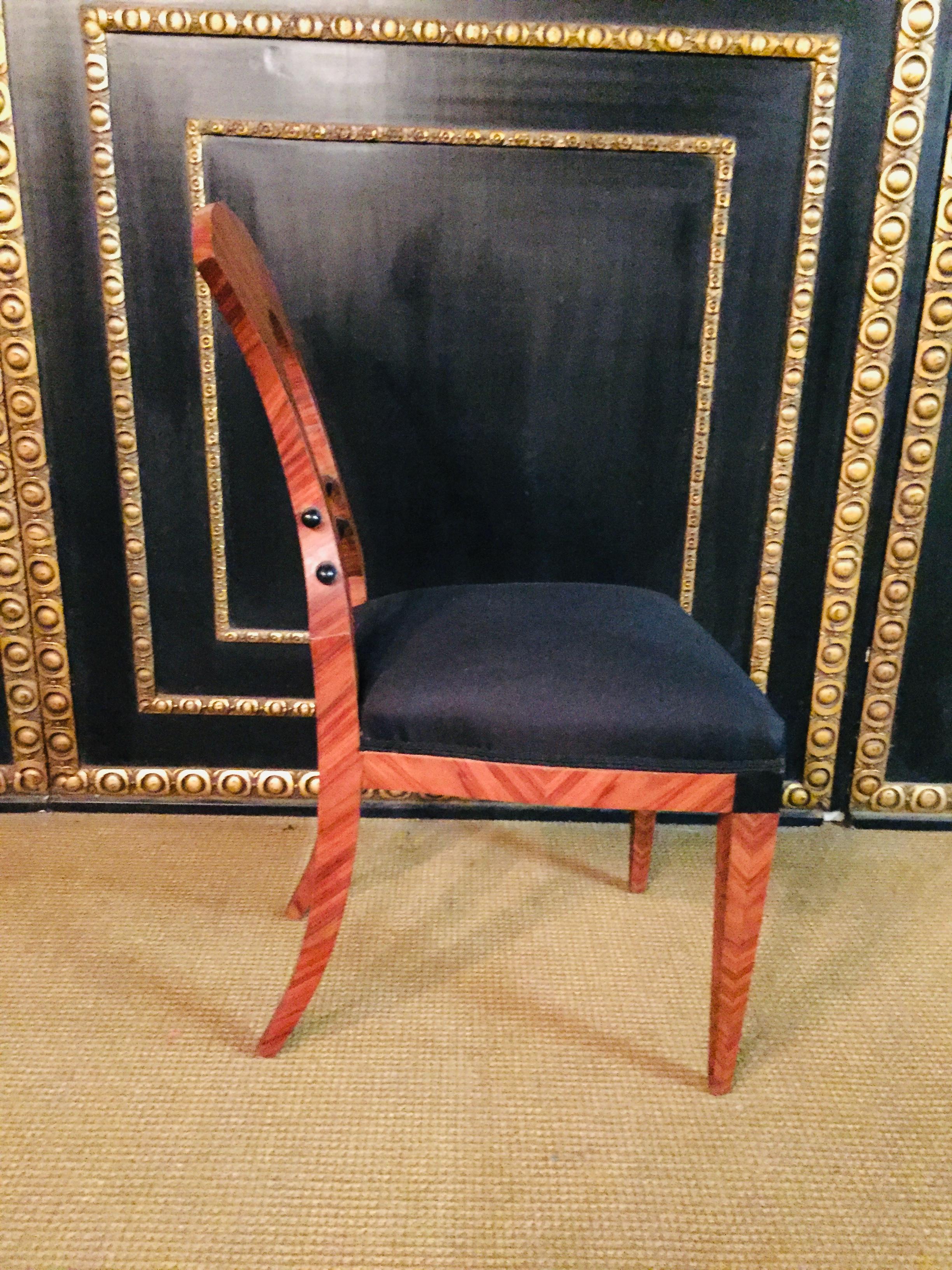 20th Century 4 Antique Biedermeier Style Chairs, Vienna Mahogany veneer For Sale 3