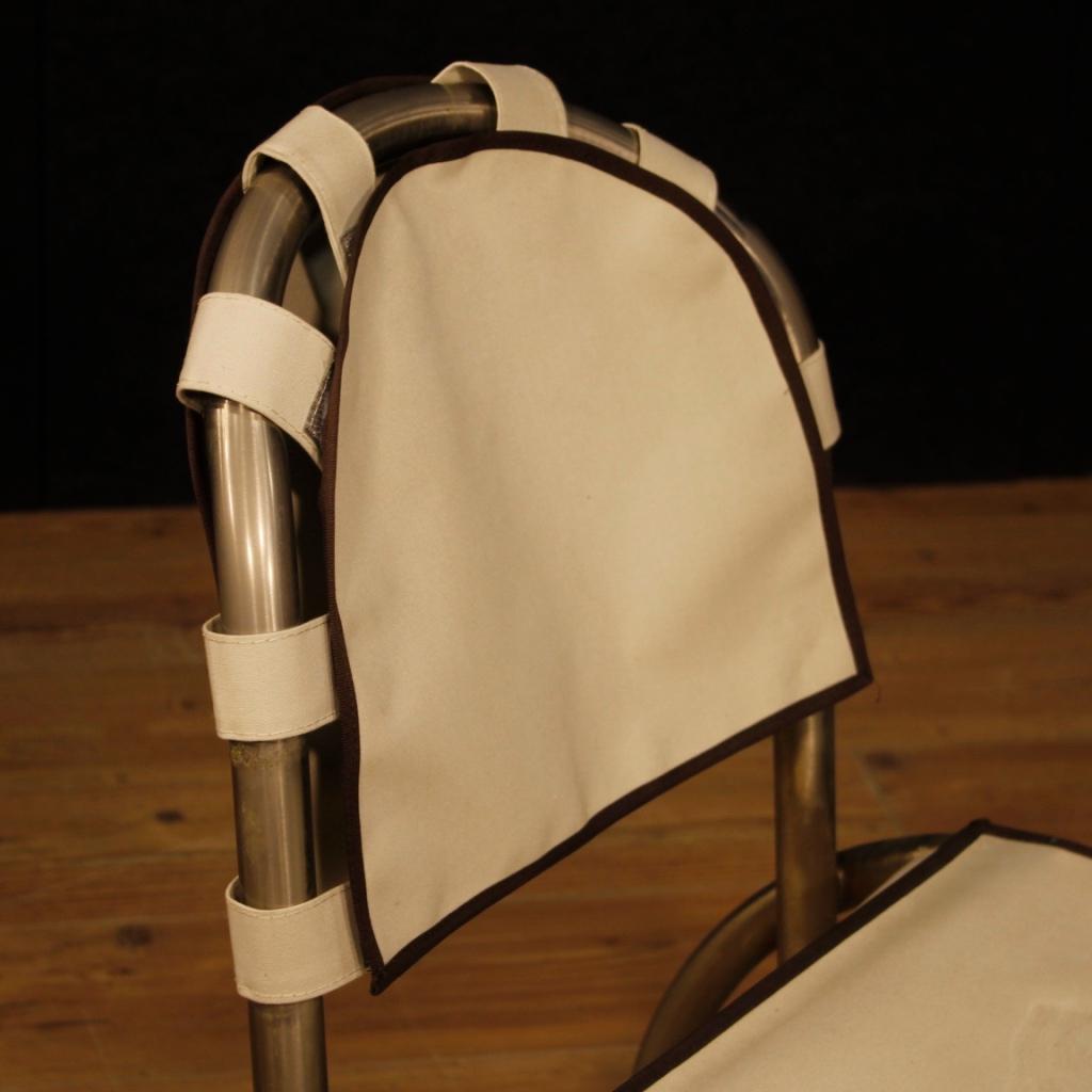 Mid-20th Century Tetrark Design Bazzani 20th Century 4 Steel And White Fabric 4 Italian Chairs