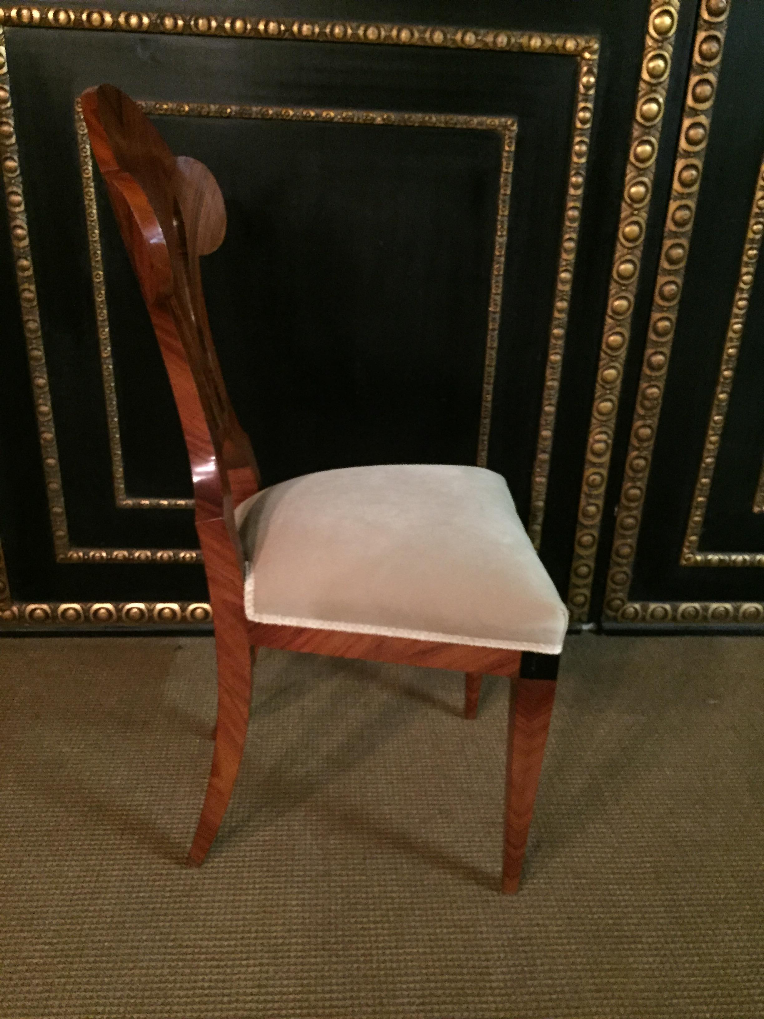 20th Century 4 Vienna antique Biedermeier Style Chairs Mahogany veneer 5