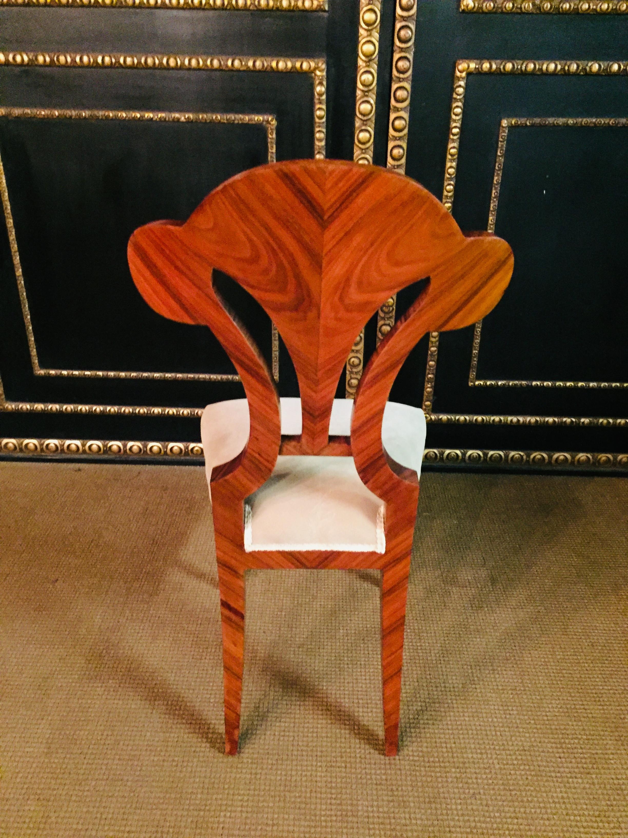 20th Century 4 Vienna antique Biedermeier Style Chairs Mahogany veneer 3
