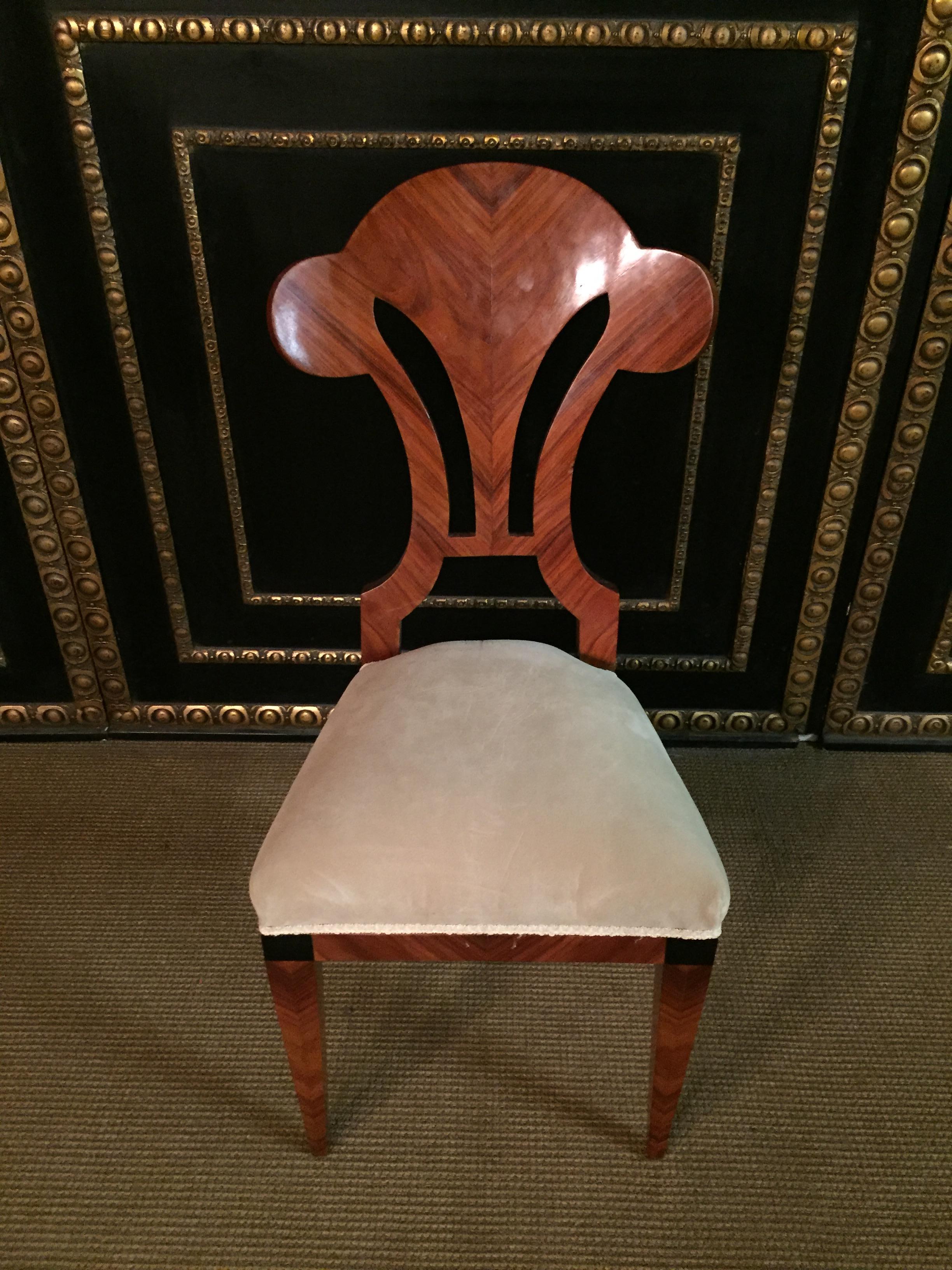 20th Century 4 Vienna antique Biedermeier Style Chairs Mahogany veneer 4