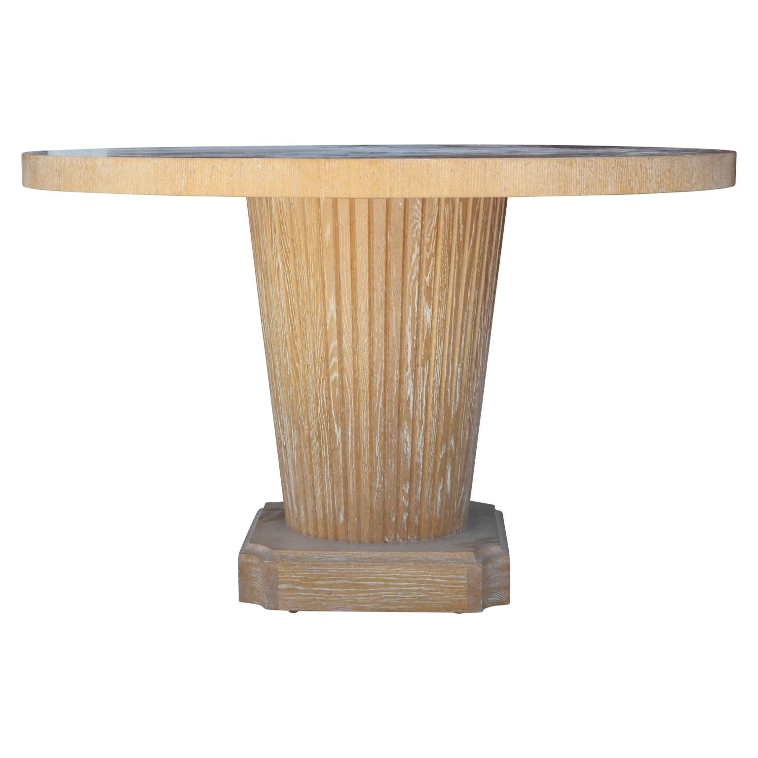 Modern 20th Century Round Cerused Oak Dining Table Art Deco Style by Nancy Corzine