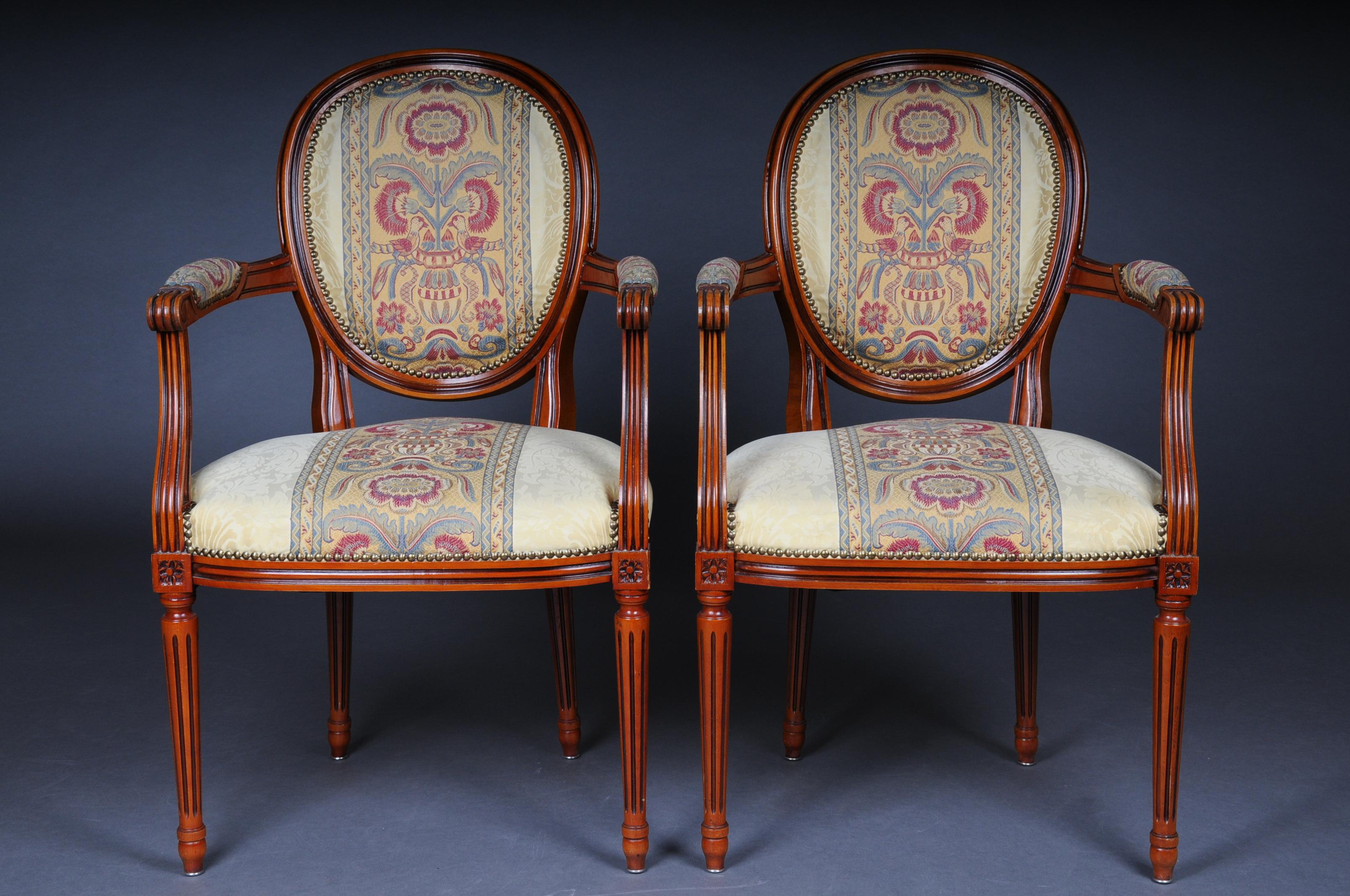 20th Century 8 French Drawing Room Chairs Louis XVI For Sale 10