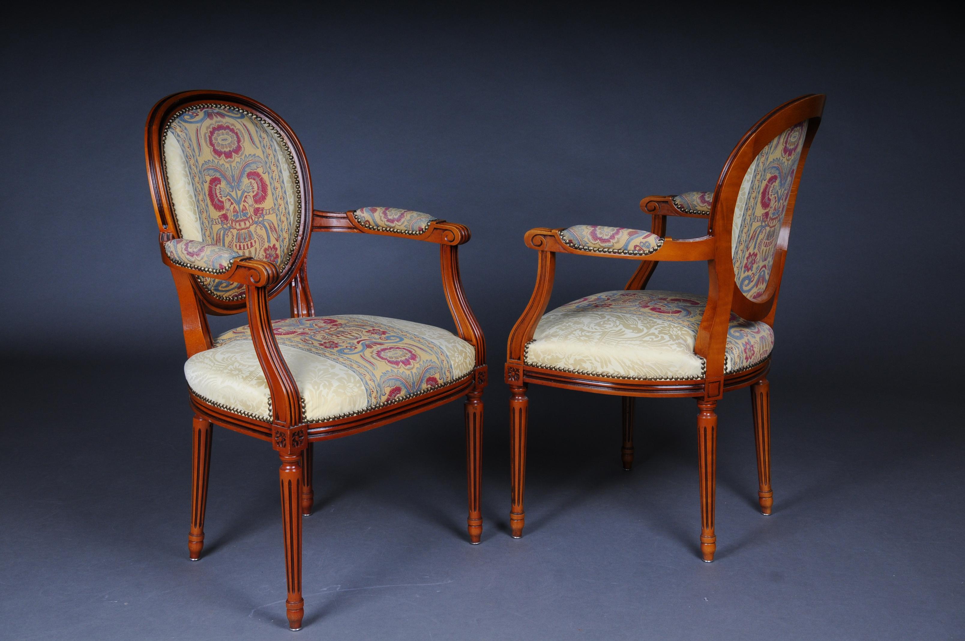 20th Century 8 French Drawing Room Chairs Louis XVI For Sale 11