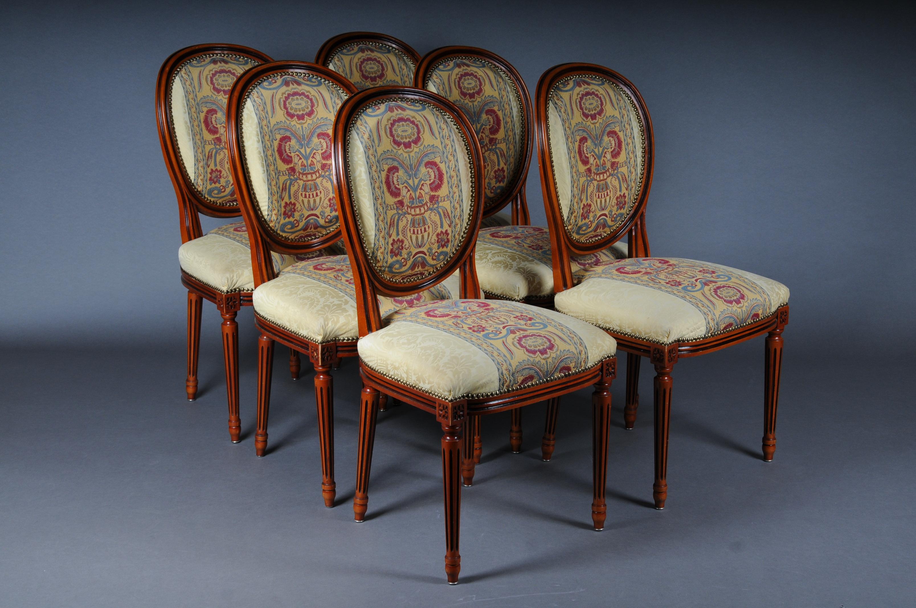20th Century 8 French Drawing Room Chairs Louis XVI For Sale 1