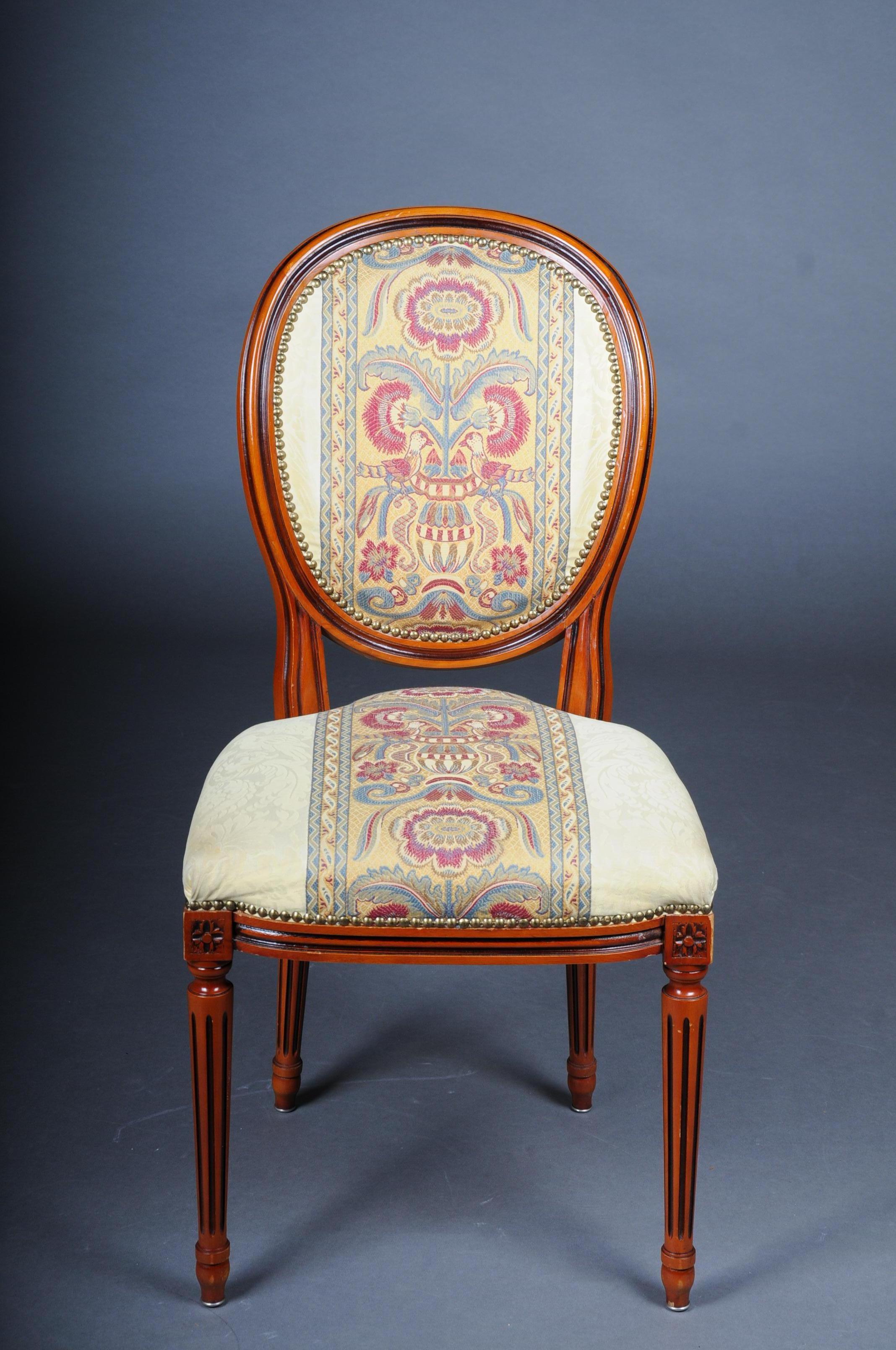 20th Century 8 French Drawing Room Chairs Louis XVI For Sale 3