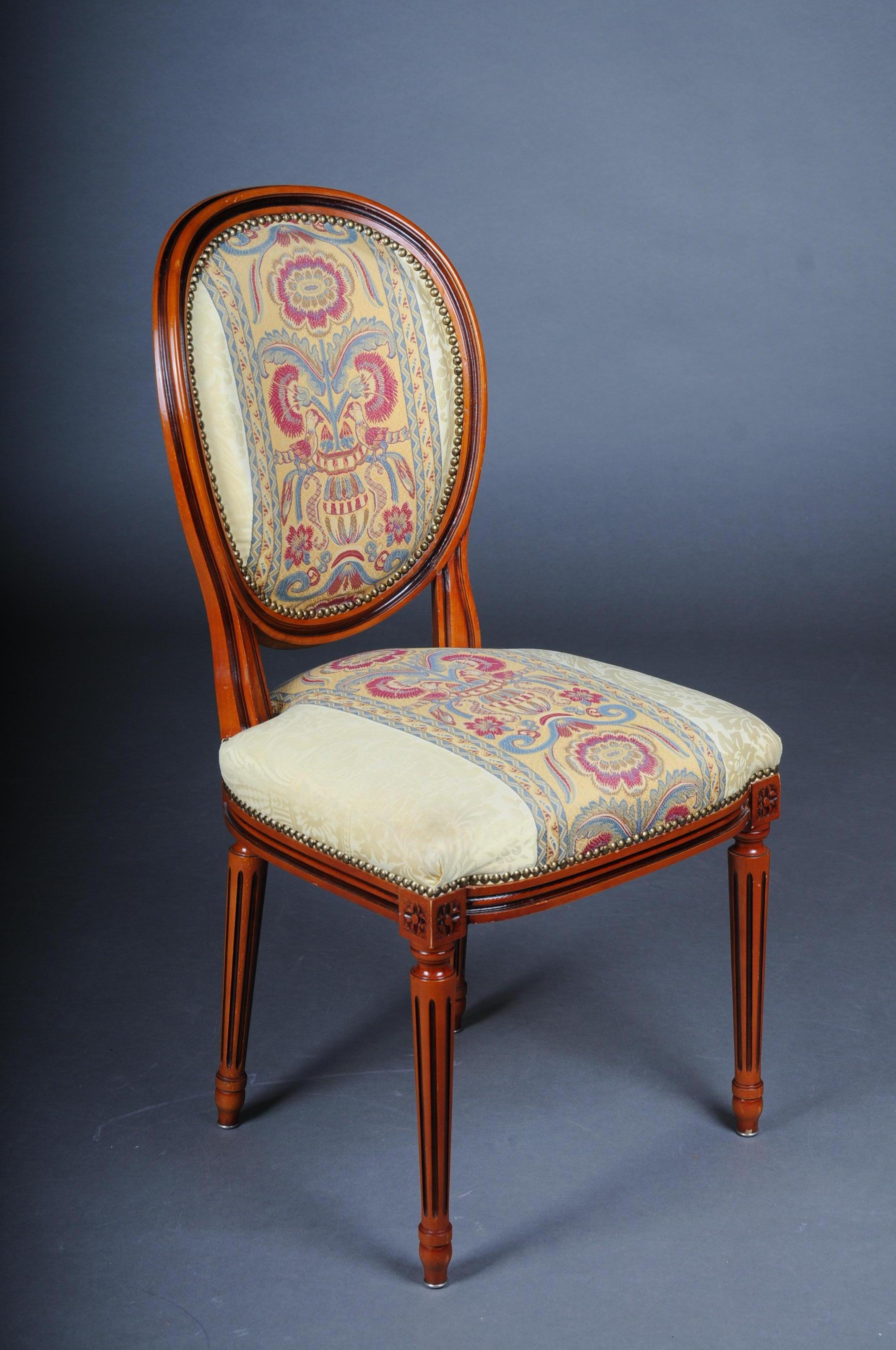 20th Century 8 French Drawing Room Chairs Louis XVI For Sale 4